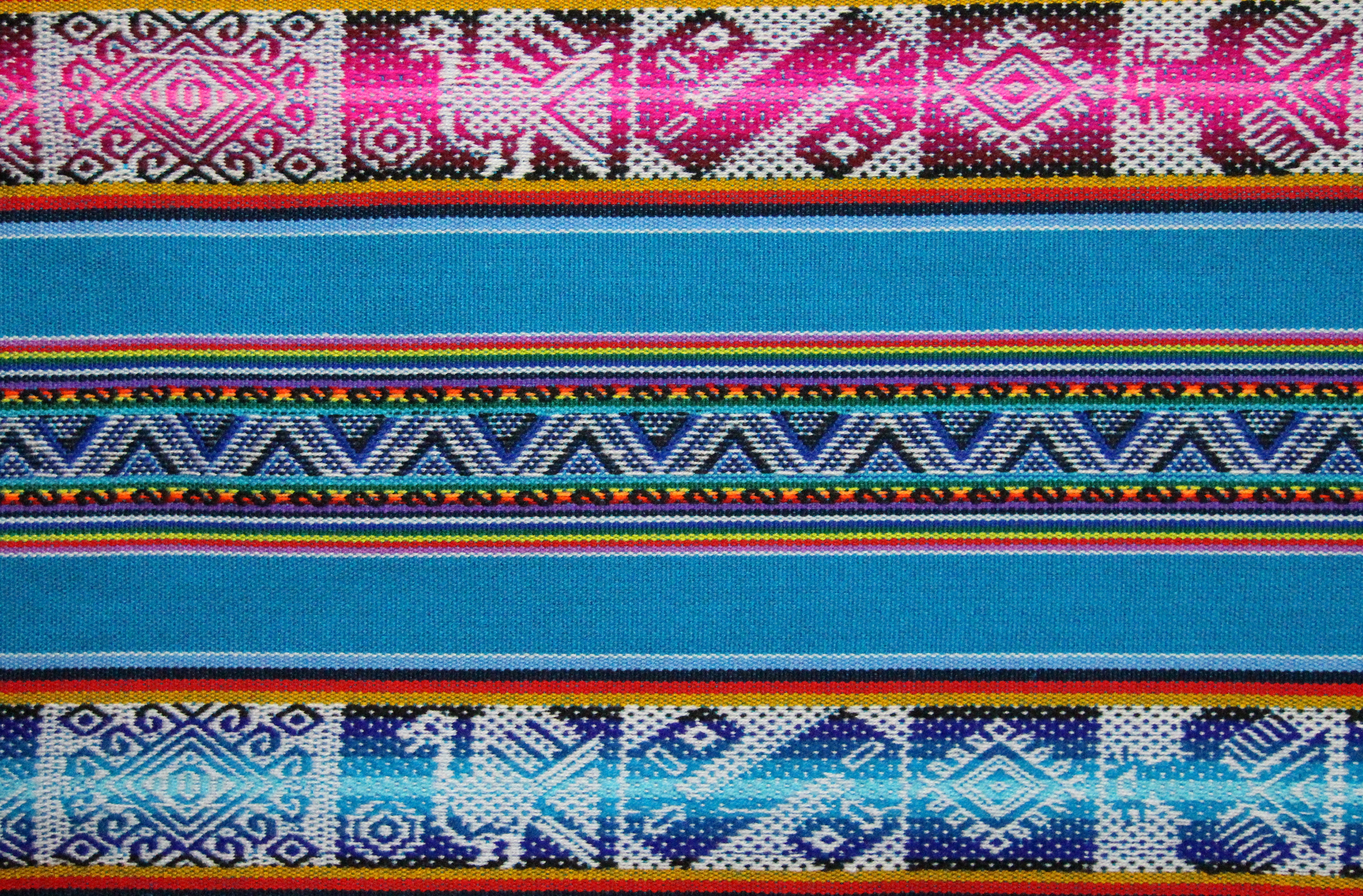 Chinchero Stoff Ethno bunt gestreift aus Peru, webstoff Meterware zum Nähen, DIY Fabric, 50 cm, Blau