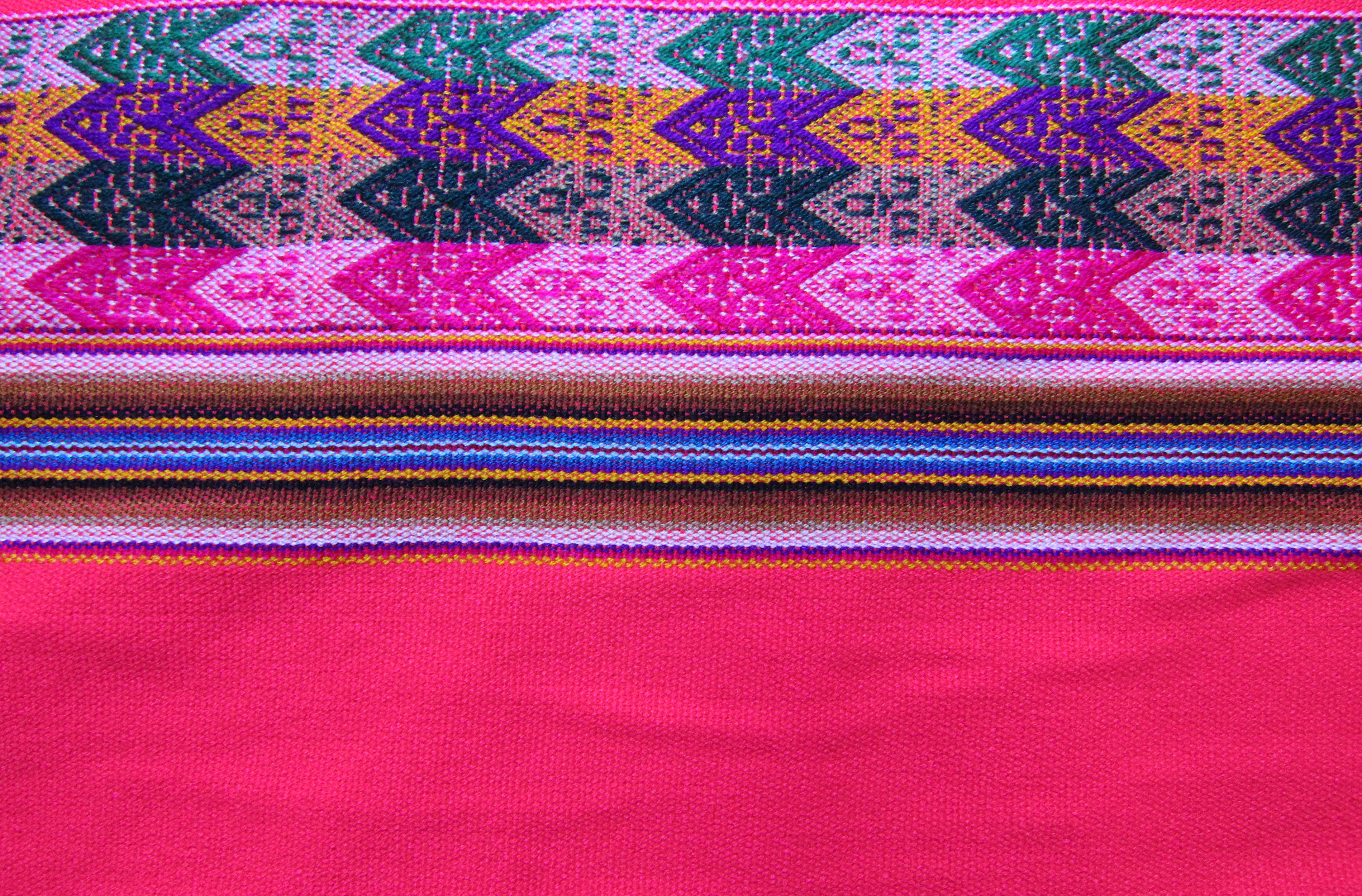 Machas Stoff Ethno bunt gestreift aus Peru, webstoff Meterware zum Nähen, DIY Fabric, 50 cm, Neon Rosa