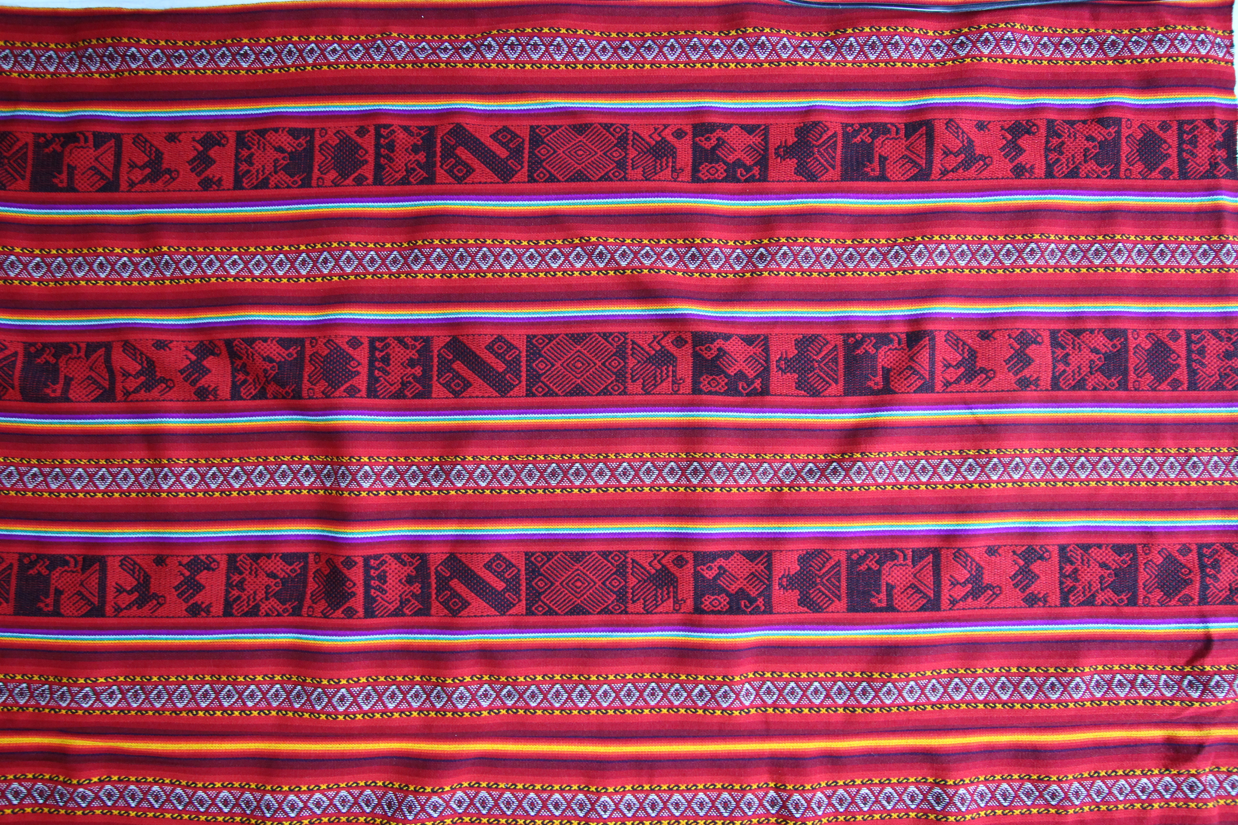 Pastorita Stoff Ethno bunt gestreift aus Peru, webstoff Meterware zum Nähen, DIY Fabric, 50 cm, Rot