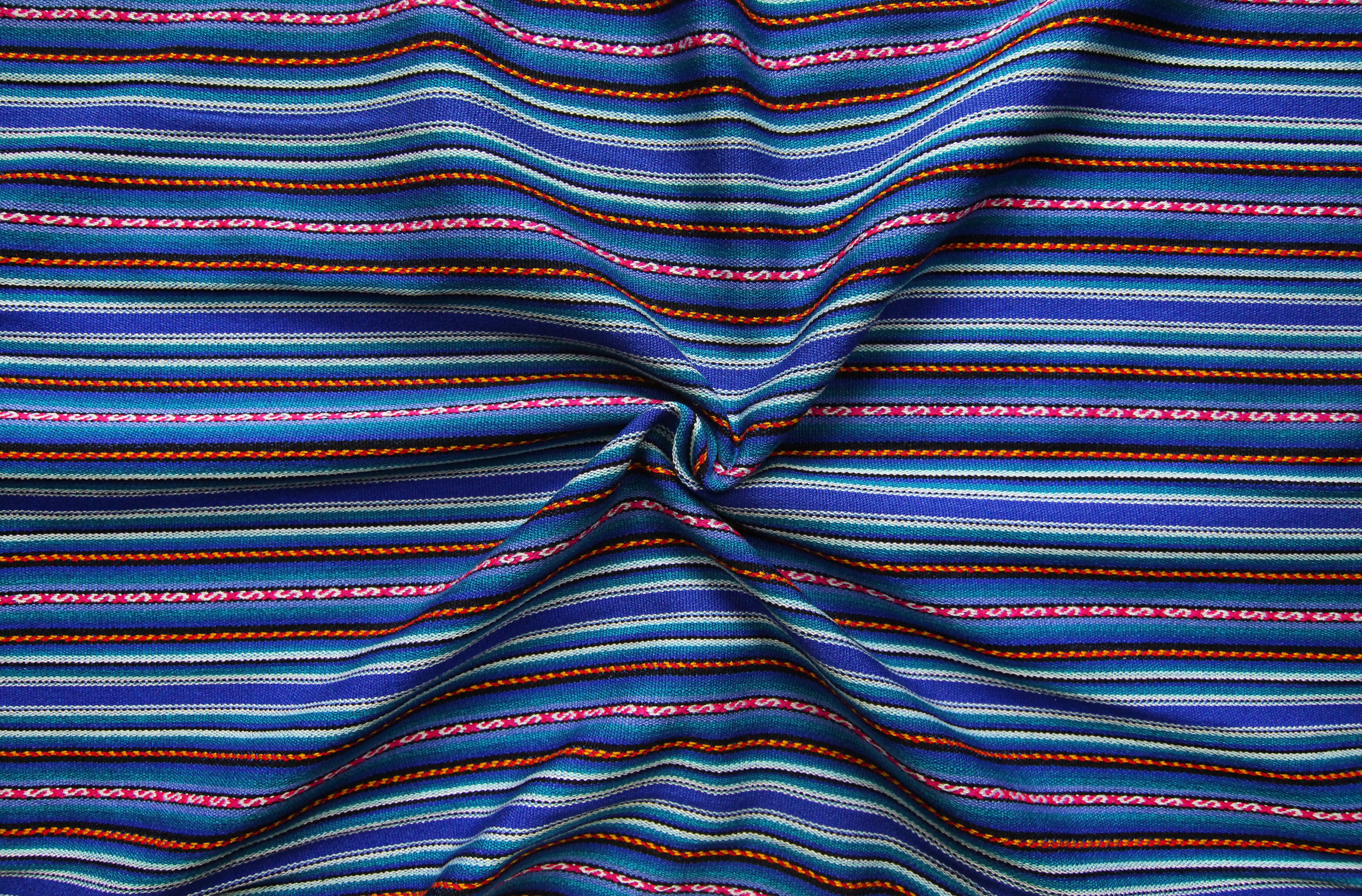 Kilya Stoff Ethno bunt gestreift aus Peru, webstoff Meterware zum Nähen, DIY Fabric, 50 cm, Dunkelblau