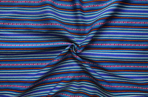 Kilya Stoff Ethno bunt gestreift aus Peru, webstoff Meterware zum Nähen, DIY Fabric, 50 cm, Dunkelblau