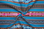 Laden Sie das Bild in den Galerie-Viewer, Chinchero Stoff Ethno bunt gestreift aus Peru, webstoff Meterware zum Nähen, DIY Fabric, 50 cm, Blau
