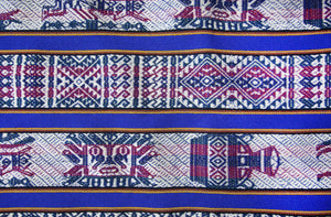 Huaco Stoff Ethno bunt gestreift aus Peru, webstoff Meterware zum Nähen, DIY Fabric, 50 cm, Blau