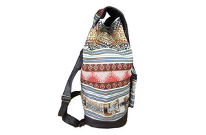 Ethno Rucksack Backpack aus Stoff und Leder Peru Hippie Boho Aguayo Inka