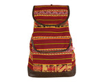 Laden Sie das Bild in den Galerie-Viewer, Ethno Rucksack Backpack aus Stoff und Leder Peru Hippie Boho Aguayo Inka Dunkelrot
