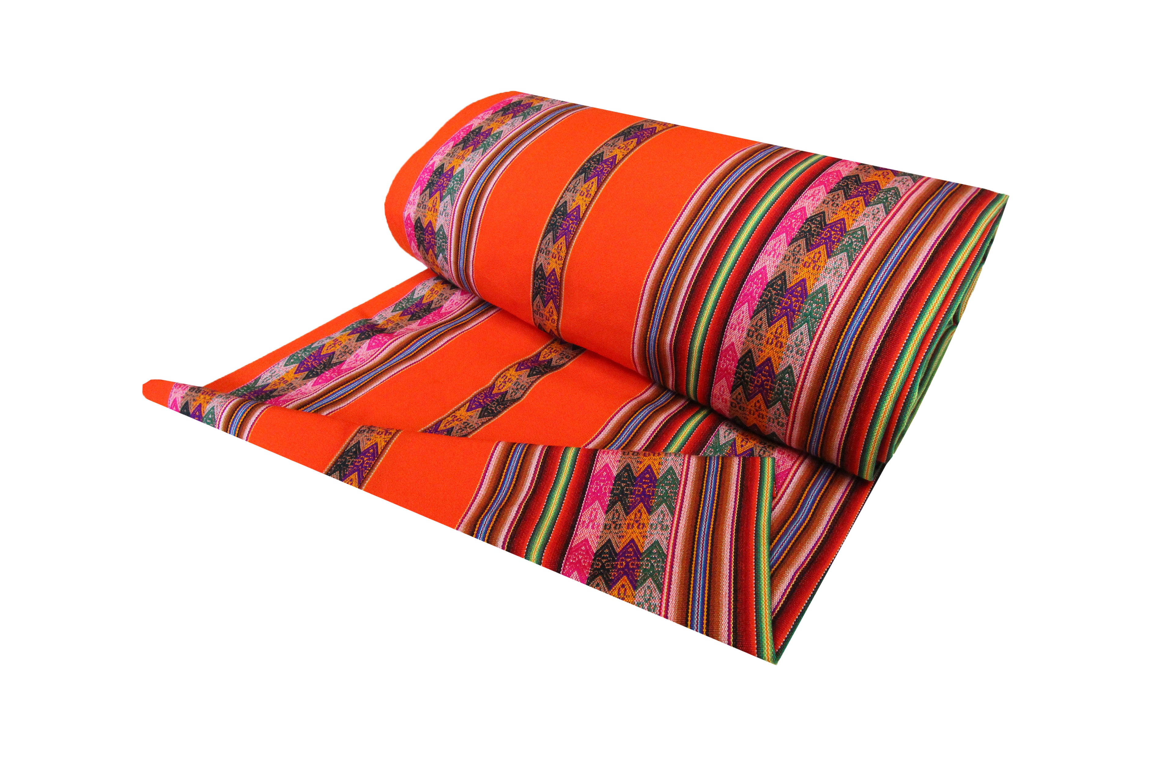 Machas Stoff Ethno bunt gestreift aus Peru, webstoff Meterware zum Nähen, DIY Fabric, 50 cm, Neon Orange