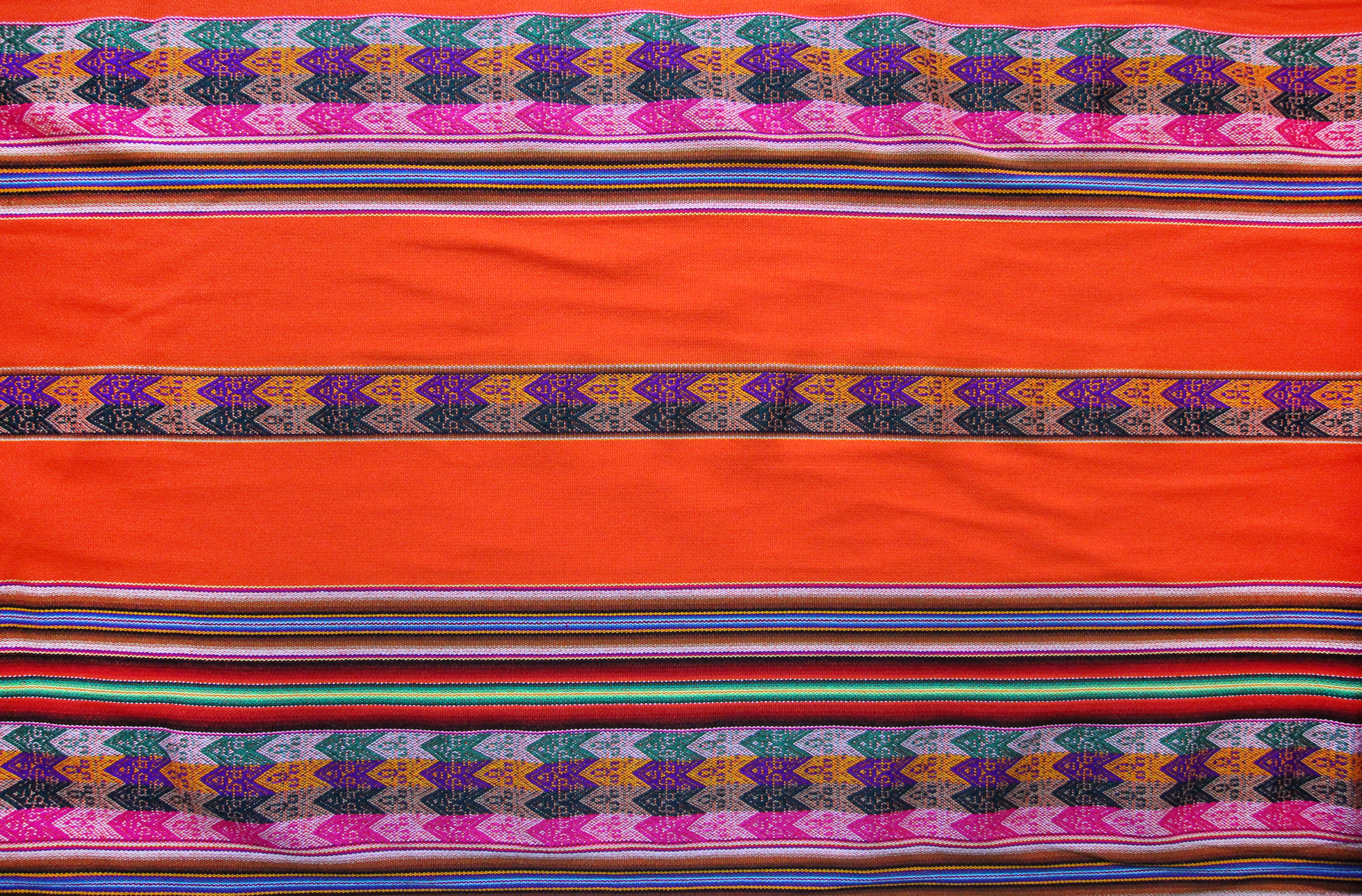 Machas Stoff Ethno bunt gestreift aus Peru, webstoff Meterware zum Nähen, DIY Fabric, 50 cm, Neon Orange