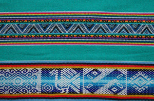 Chinchero Stoff Ethno bunt gestreift aus Peru, webstoff Meterware zum Nähen, DIY Fabric, 50 cm, Türkis