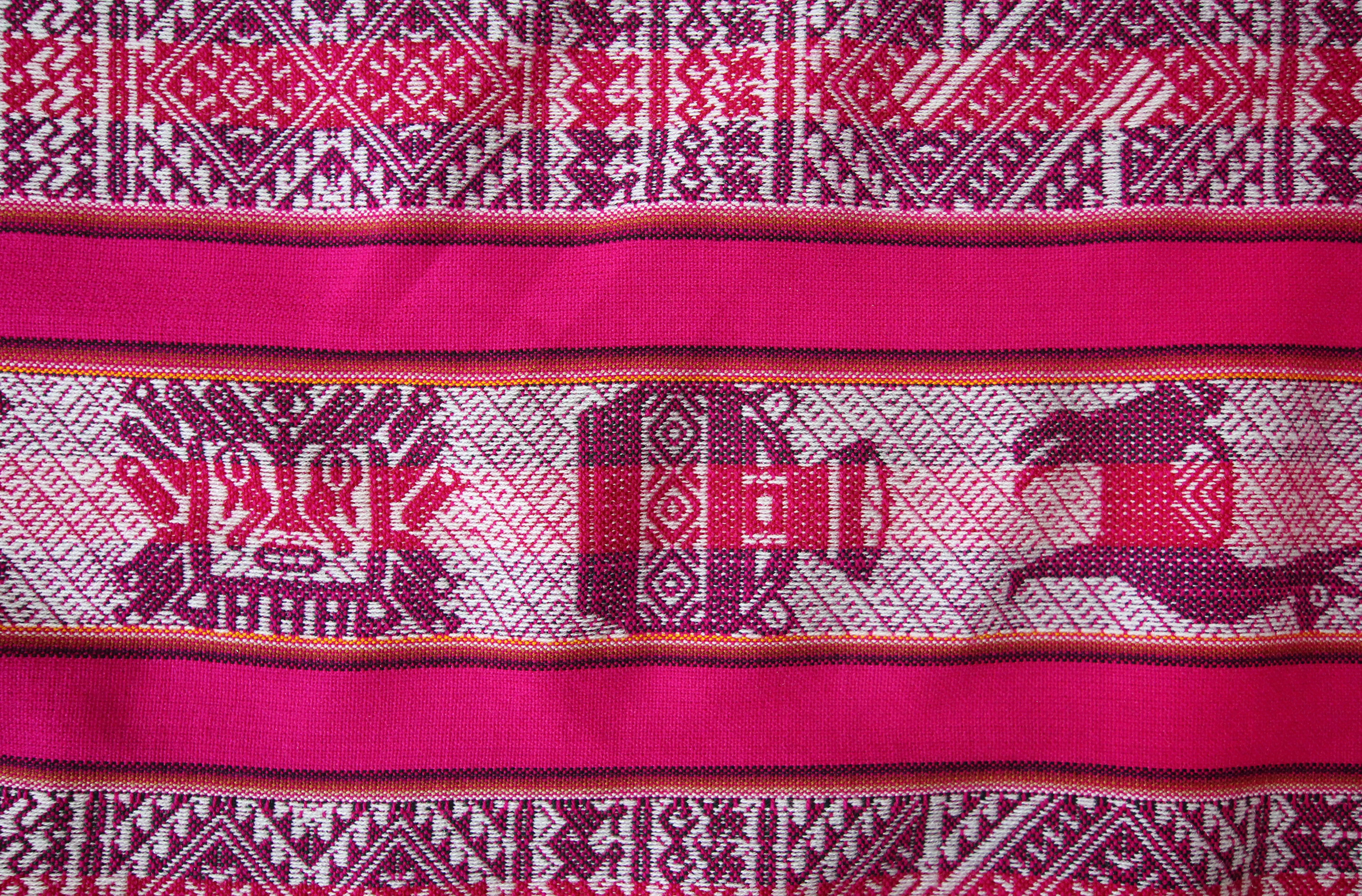 Huaco Stoff Ethno bunt gestreift aus Peru, webstoff Meterware zum Nähen, DIY Fabric, 50 cm, Magenta