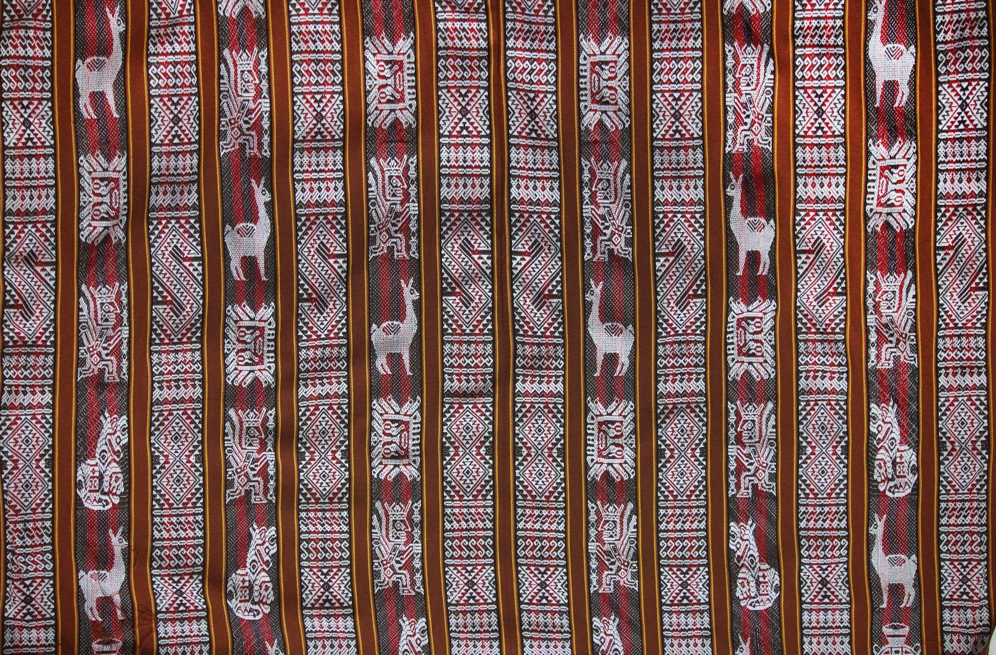 Huaco Stoff Ethno bunt gestreift aus Peru, webstoff Meterware zum Nähen, DIY Fabric, 50 cm, Braun