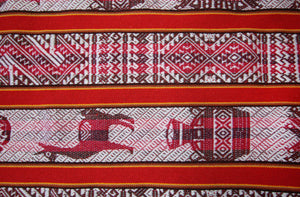 Huaco Stoff Ethno bunt gestreift aus Peru, webstoff Meterware zum Nähen, DIY Fabric, 50 cm, Rot