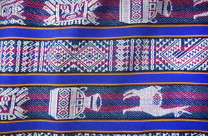 Huaco Stoff Ethno bunt gestreift aus Peru, webstoff Meterware zum Nähen, DIY Fabric, 50 cm, Blau