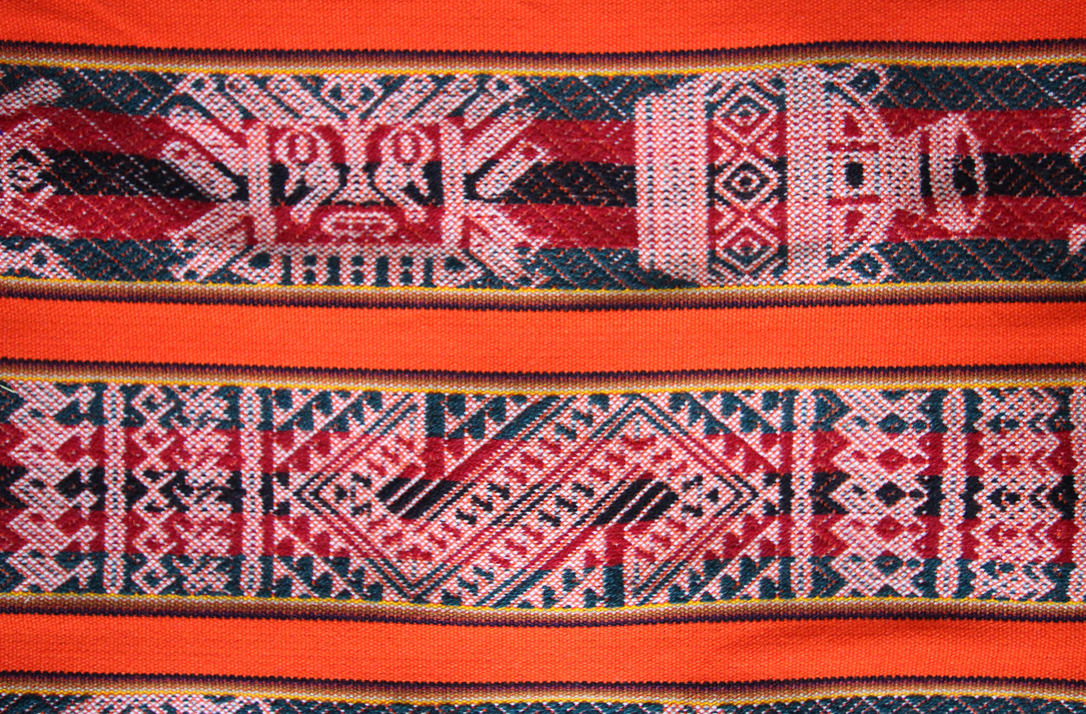 Huaco Stoff Ethno bunt gestreift aus Peru, webstoff Meterware zum Nähen, DIY Fabric, 50 cm, Orange