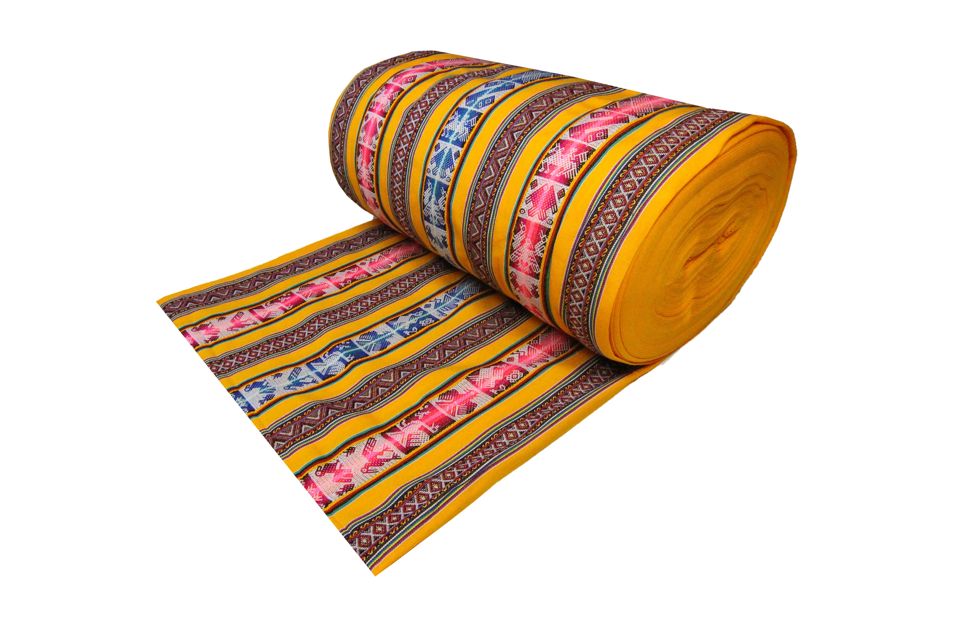 Chinchero Stoff Ethno bunt gestreift aus Peru, webstoff Meterware zum Nähen, DIY Fabric, 50 cm, Gelb