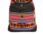 Laden Sie das Bild in den Galerie-Viewer, Ethno Rucksack Backpack aus Stoff und Leder Peru Hippie Boho Aguayo Inka Bunt
