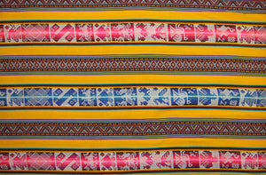 Chinchero Stoff Ethno bunt gestreift aus Peru, webstoff Meterware zum Nähen, DIY Fabric, 50 cm, Gelb