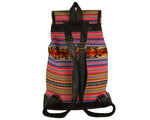 Laden Sie das Bild in den Galerie-Viewer, Ethno Rucksack Backpack aus Stoff und Leder Peru Hippie Boho Aguayo Inka Bunt
