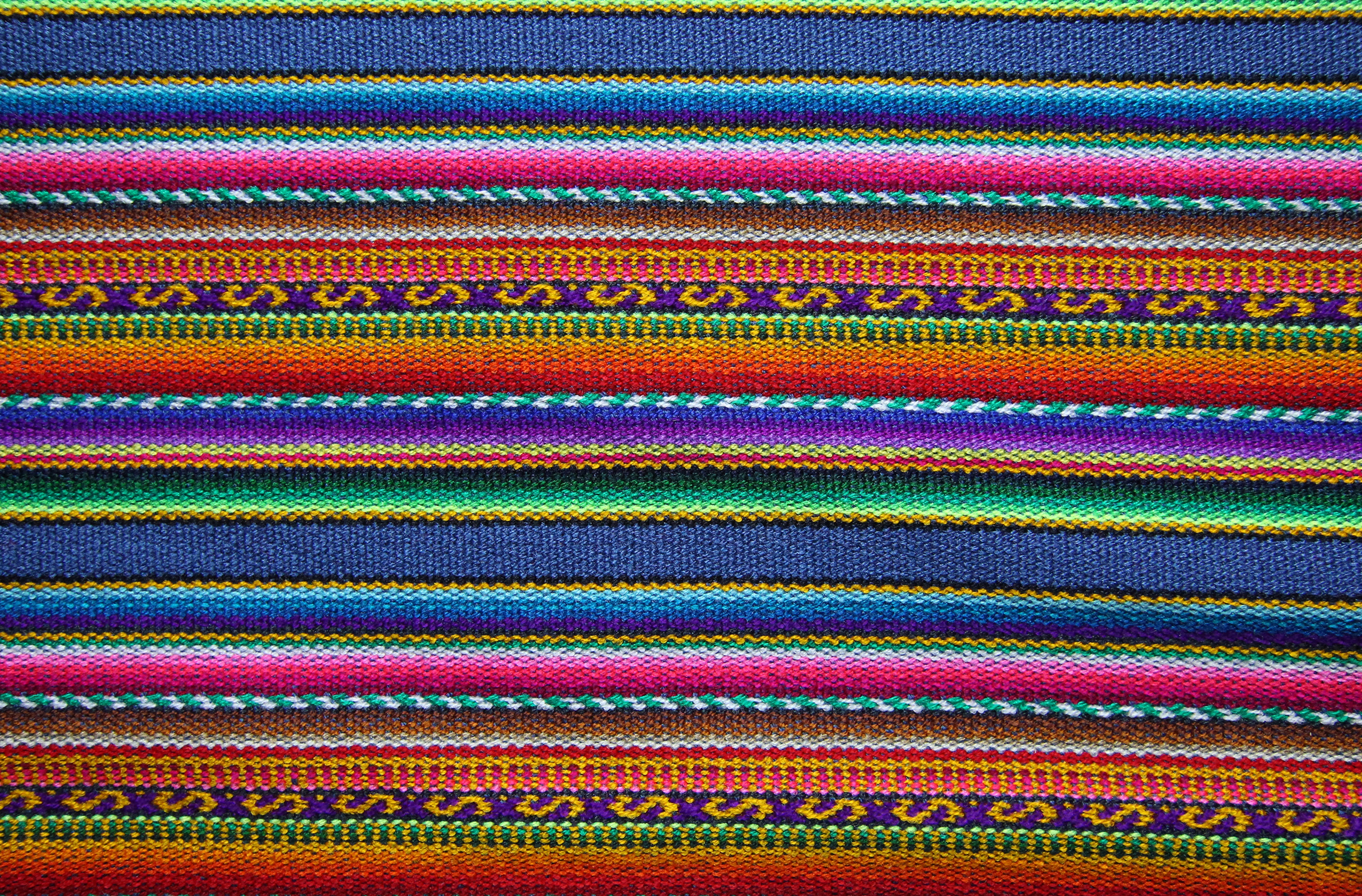 Kilya Stoff Ethno bunt gestreift aus Peru, webstoff Meterware zum Nähen, DIY Fabric, 50 cm, Blau