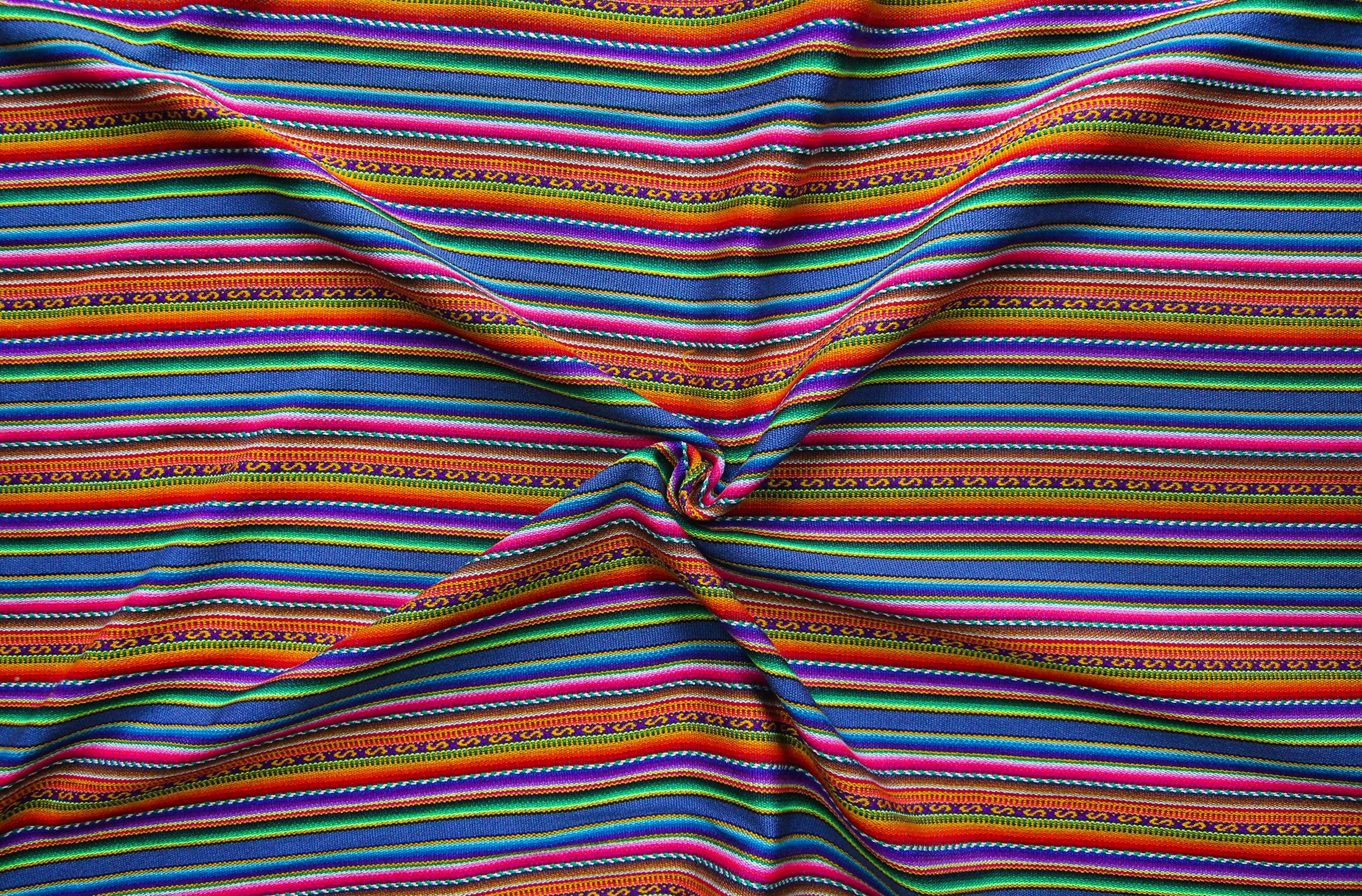 Kilya Stoff Ethno bunt gestreift aus Peru, webstoff Meterware zum Nähen, DIY Fabric, 50 cm, Blau