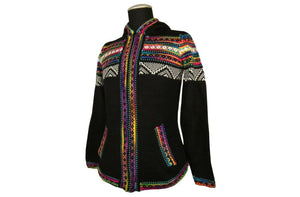 Alpaka Strickjacke Schwarz