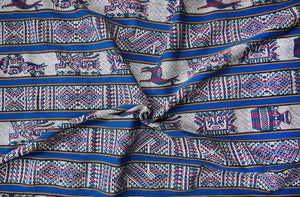 Huaco Stoff Ethno bunt gestreift aus Peru, webstoff Meterware zum Nähen, DIY Fabric, 50 cm, Hellblau