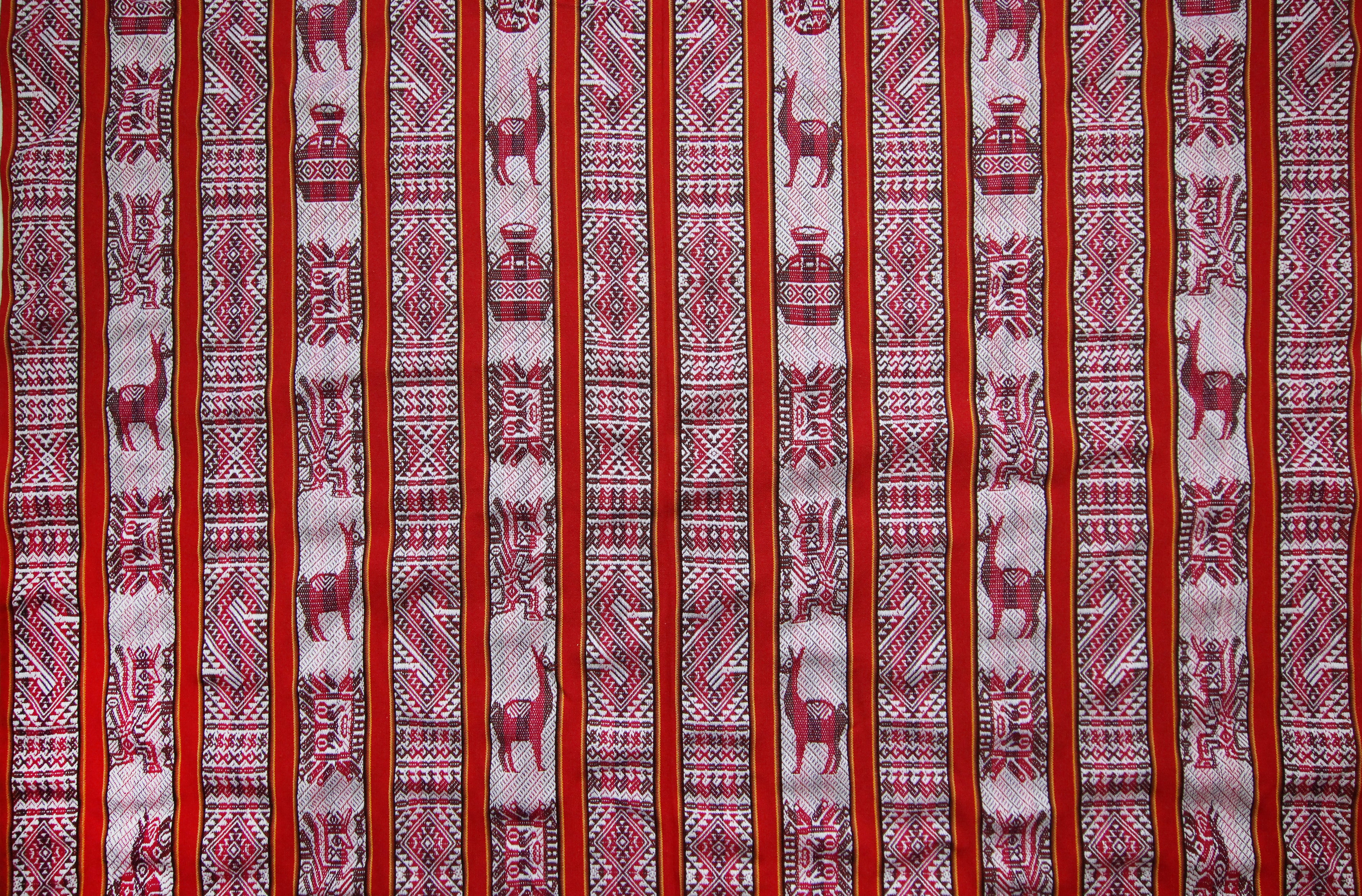 Huaco Stoff Ethno bunt gestreift aus Peru, webstoff Meterware zum Nähen, DIY Fabric, 50 cm, Rot