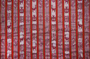 Huaco Stoff Ethno bunt gestreift aus Peru, webstoff Meterware zum Nähen, DIY Fabric, 50 cm, Rot