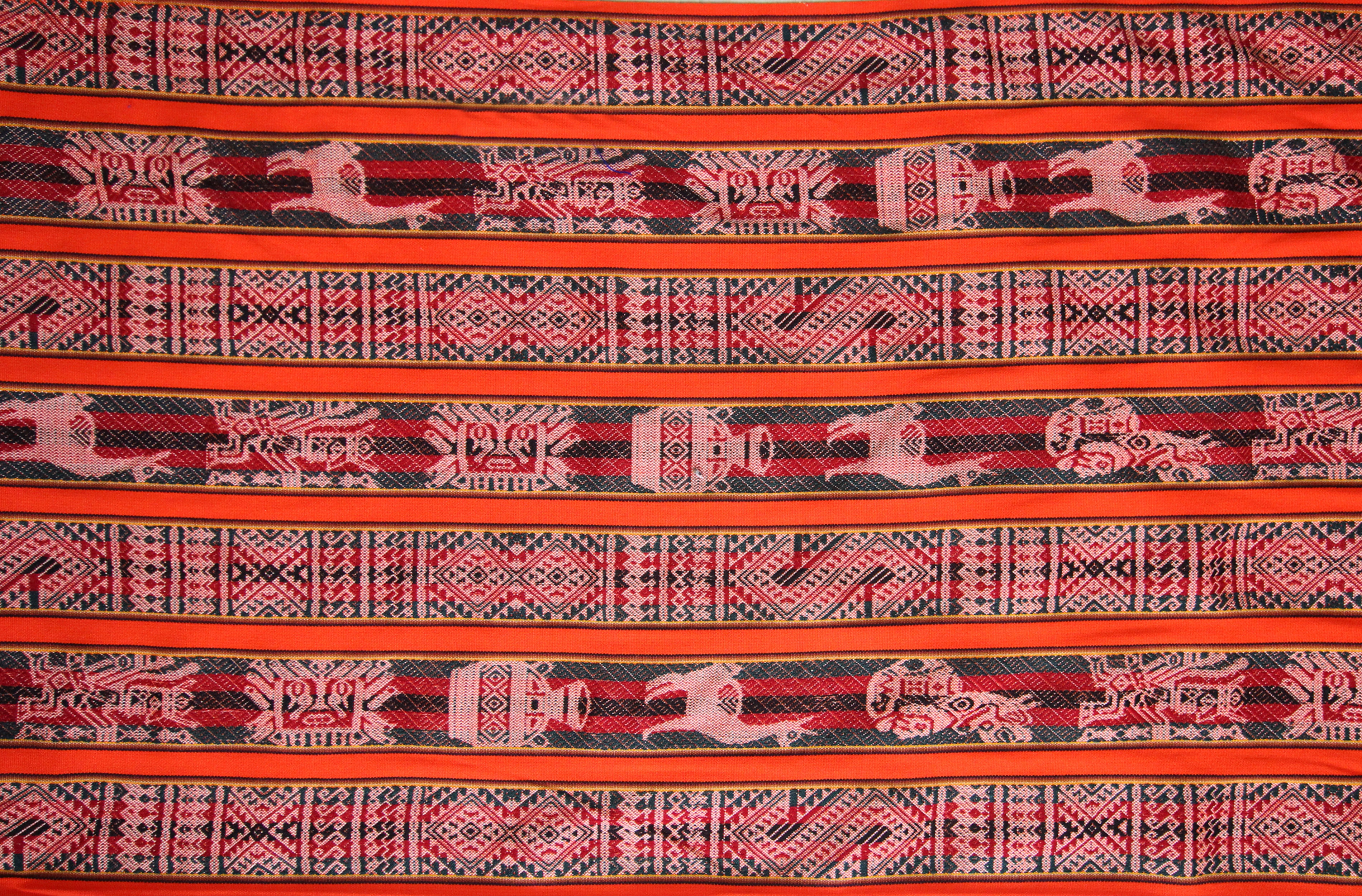 Huaco Stoff Ethno bunt gestreift aus Peru, webstoff Meterware zum Nähen, DIY Fabric, 50 cm, Orange