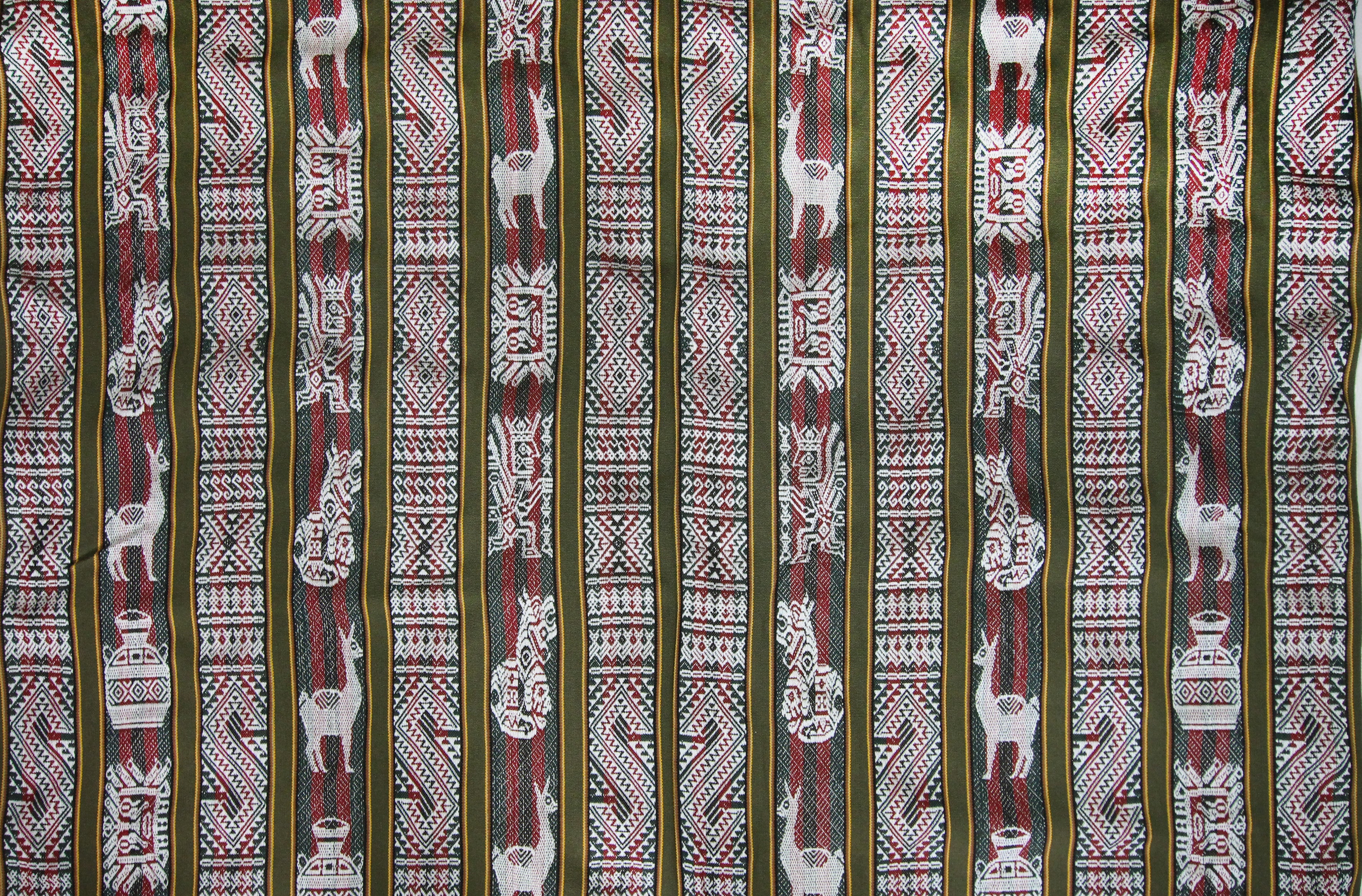 Huaco Stoff Ethno bunt gestreift aus Peru, webstoff Meterware zum Nähen, DIY Fabric, 50 cm, Grün