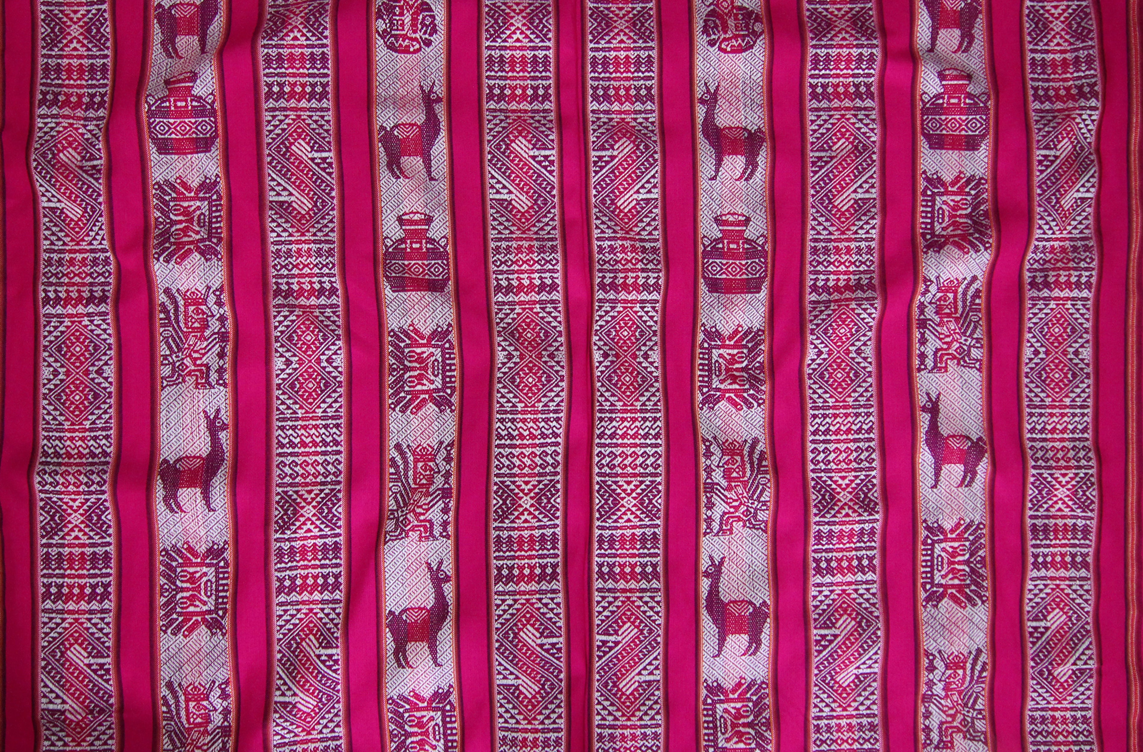 Huaco Stoff Ethno bunt gestreift aus Peru, webstoff Meterware zum Nähen, DIY Fabric, 50 cm, Magenta