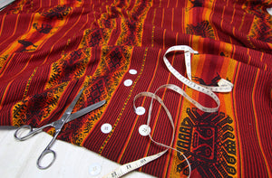 Pastorita Stoff Ethno bunt gestreift aus Peru, webstoff Meterware zum Nähen, DIY Fabric, 50 cm, Rot Orange