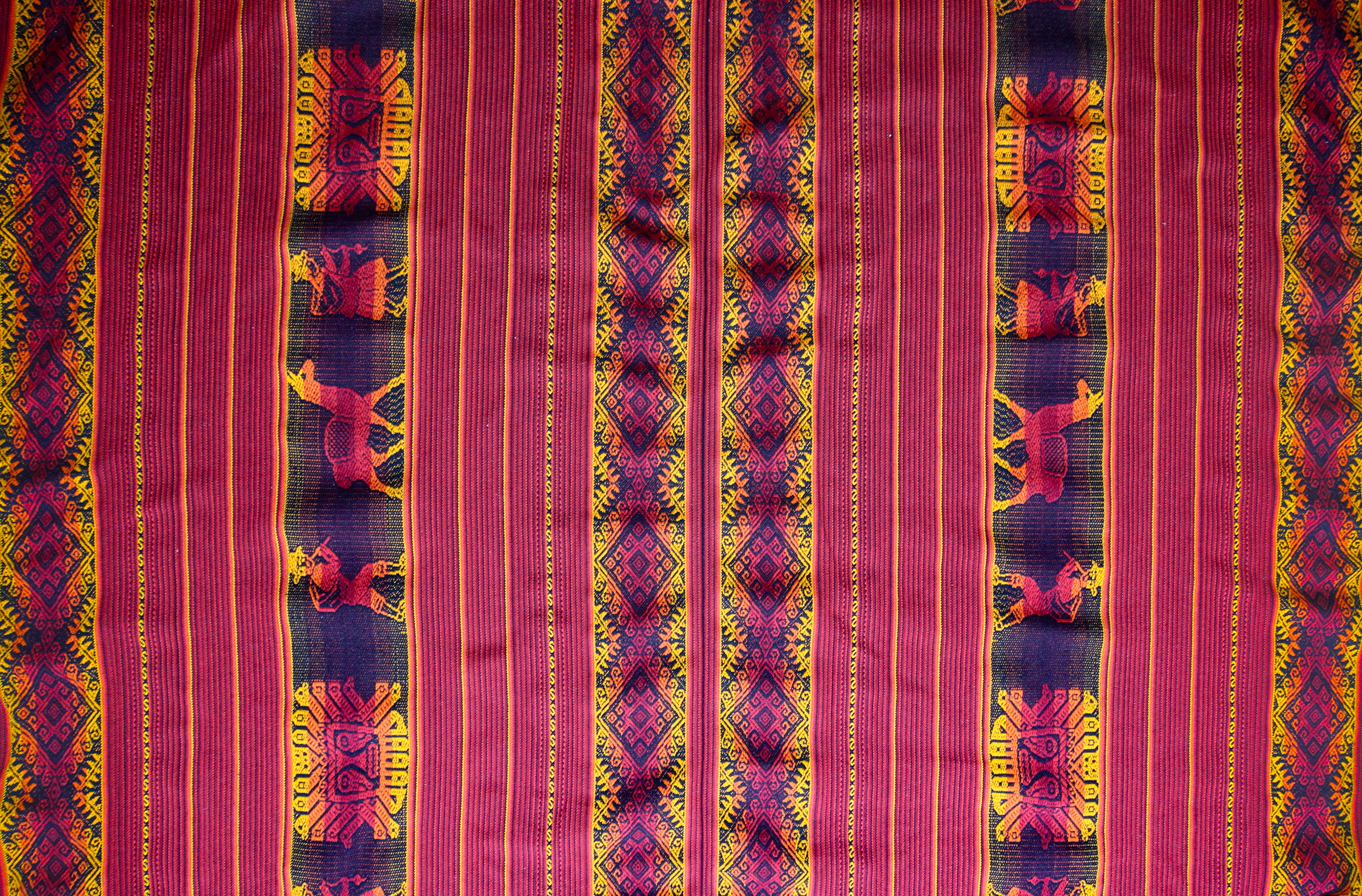 Pastorita Stoff Ethno bunt gestreift aus Peru, webstoff Meterware zum Nähen, DIY Fabric, 50 cm, Rot Orange