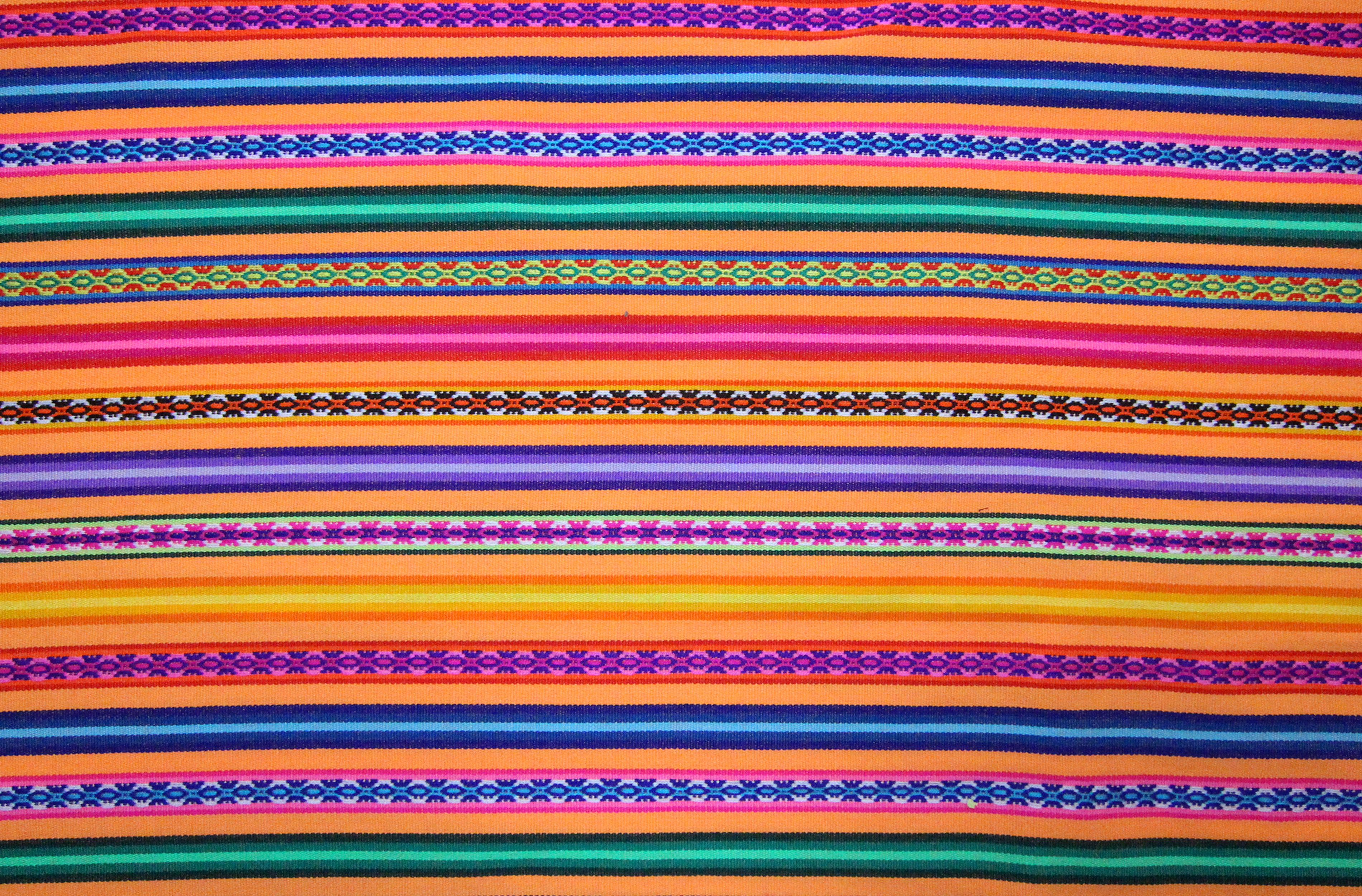 Jaujino Stoff Ethno bunt gestreift aus Peru, webstoff Meterware zum Nähen, DIY Fabric, 50 cm, Melone