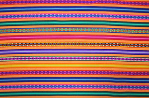 Jaujino Stoff Ethno bunt gestreift aus Peru, webstoff Meterware zum Nähen, DIY Fabric, 50 cm, Melone