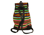 Laden Sie das Bild in den Galerie-Viewer, Ethno Rucksack Backpack aus Stoff und Leder Peru Hippie Boho Aguayo Inka Grün
