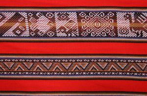 Pastorita Stoff Ethno bunt gestreift aus Peru, webstoff Meterware zum Nähen, DIY Fabric, 50 cm, Rot