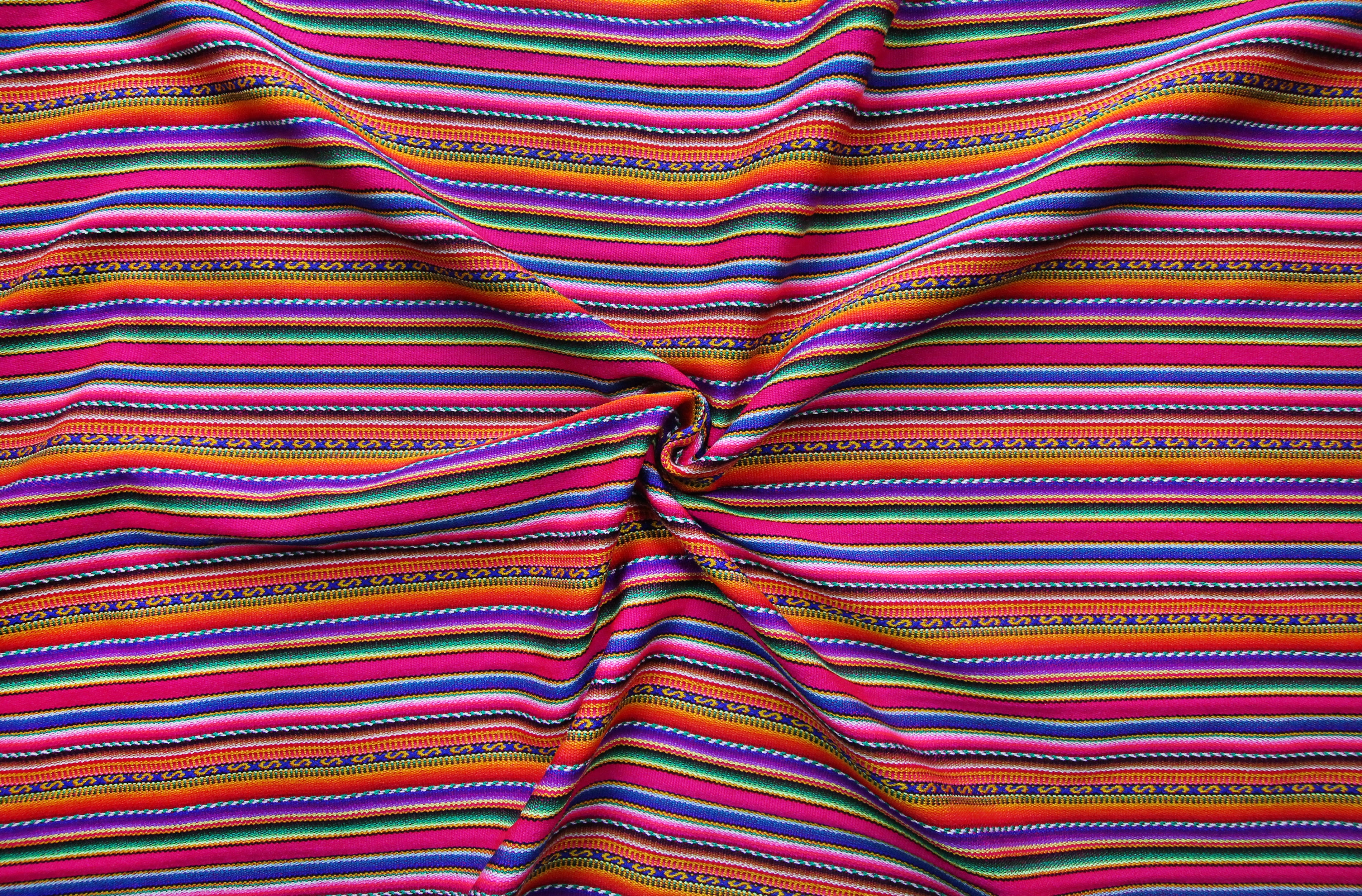 Kilya Stoff Ethno bunt gestreift aus Peru, webstoff Meterware zum Nähen, DIY Fabric, 50 cm, Magenta