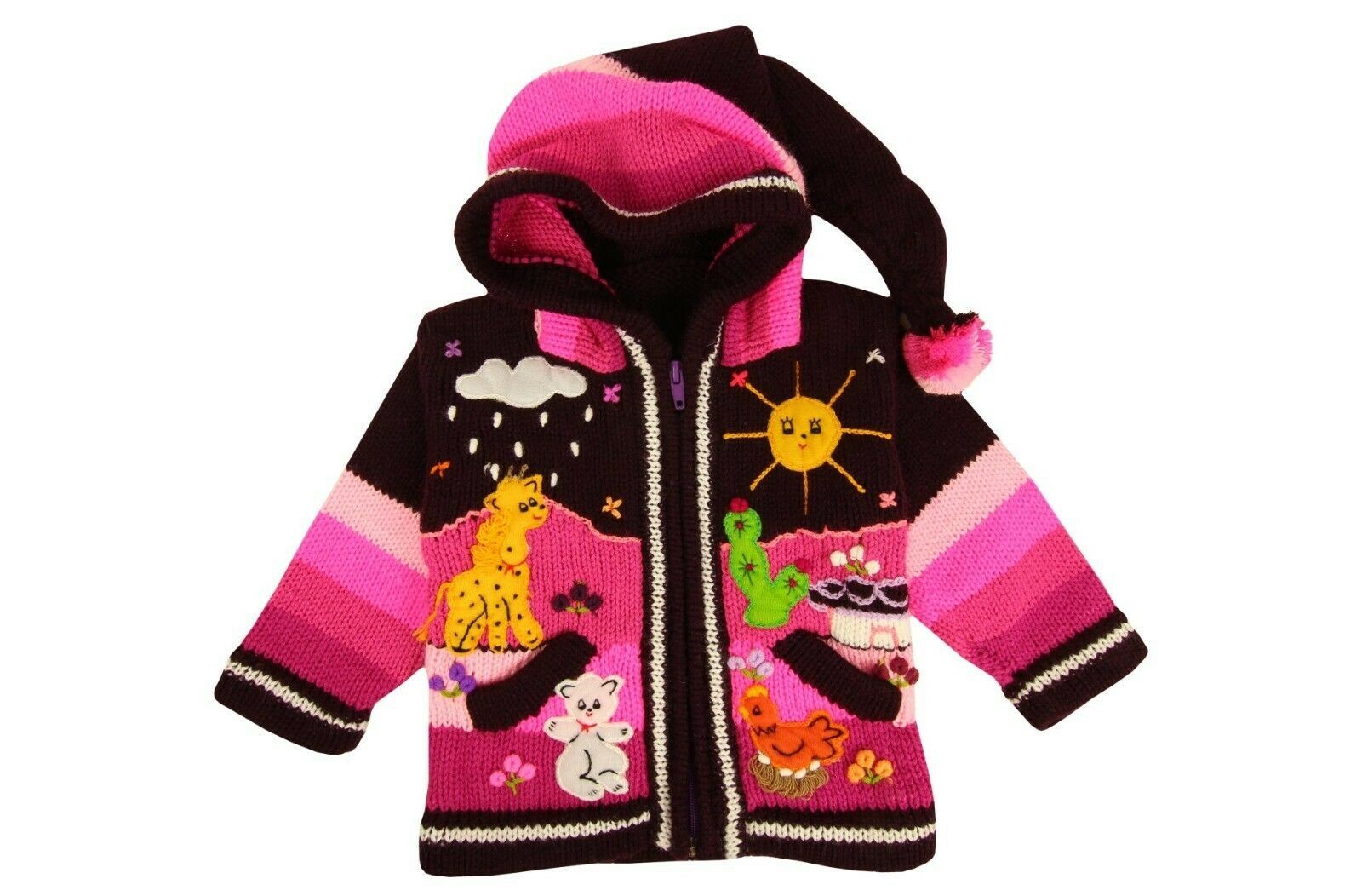 Kinderstrickjacke Lila Mit Pink