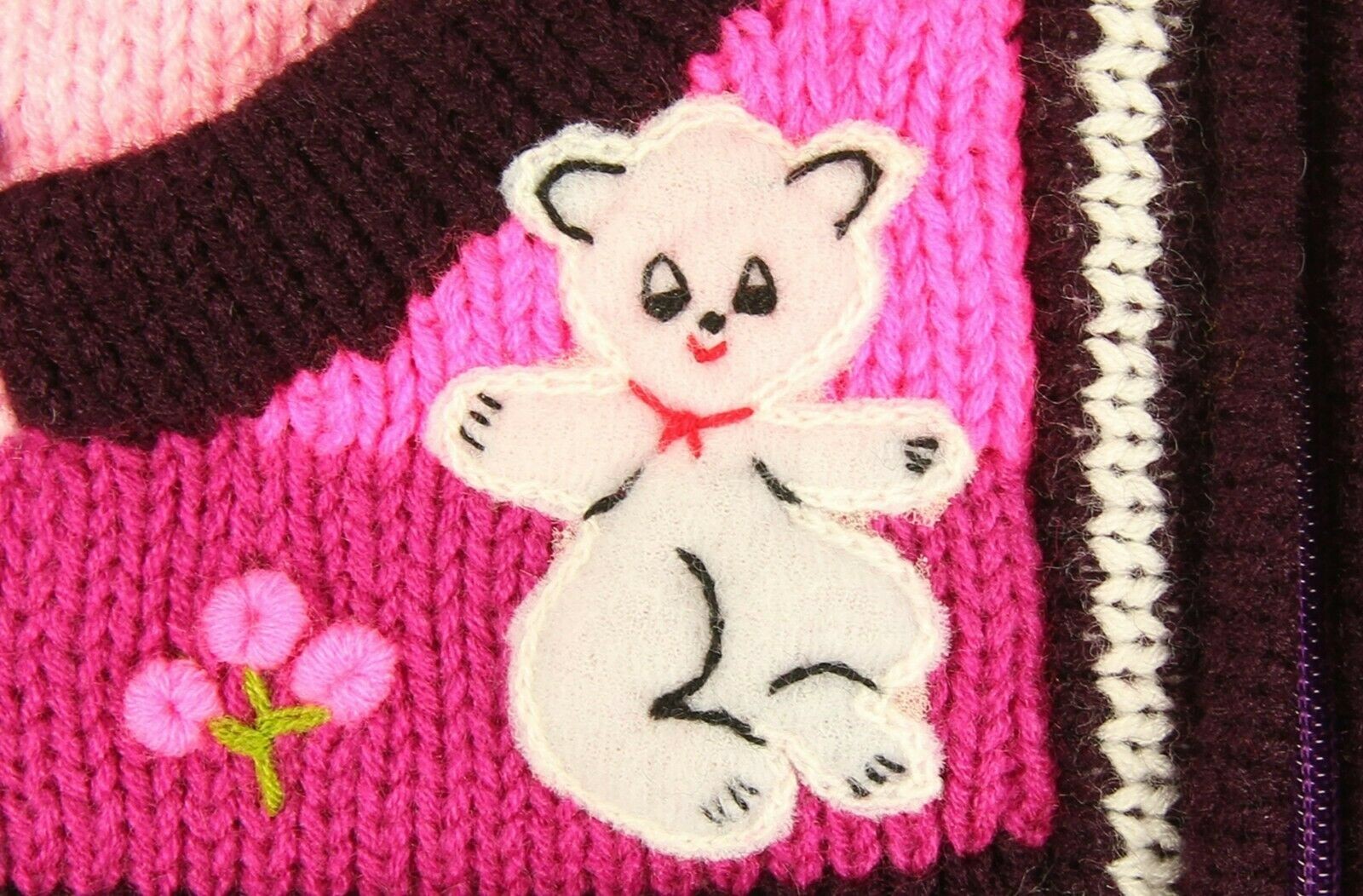 Kinderstrickjacke Lila Mit Pink