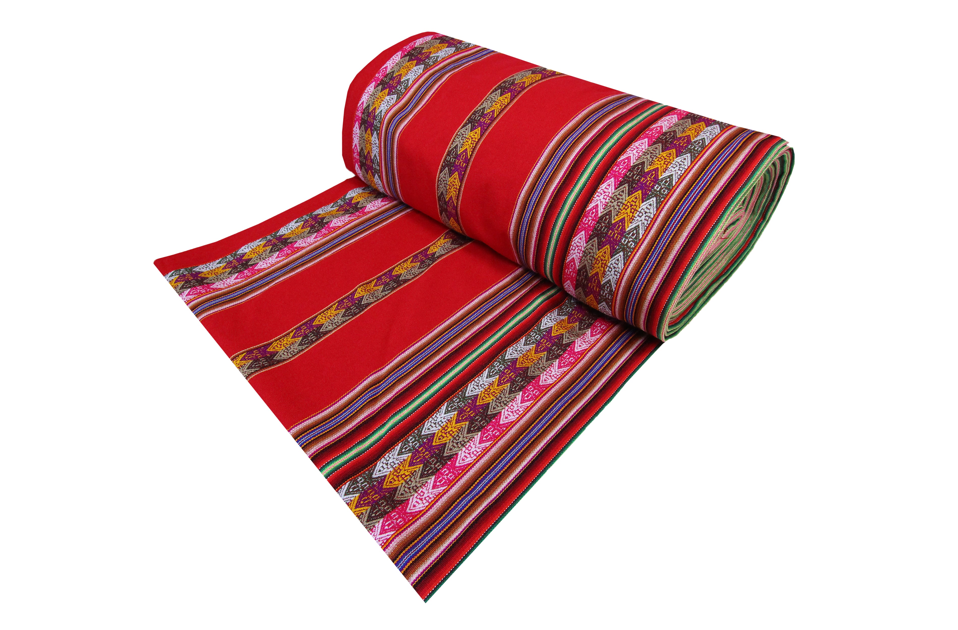 Machas Stoff Ethno bunt gestreift aus Peru, webstoff Meterware zum Nähen, DIY Fabric, 50 cm, Rot