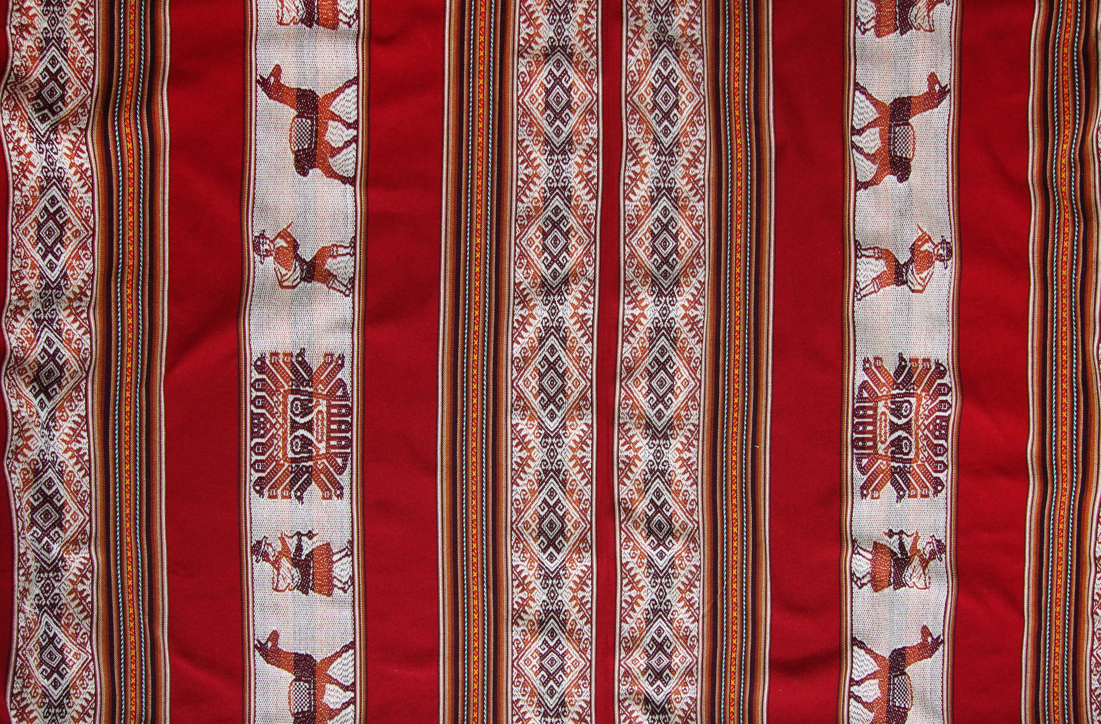 Pastorita Stoff Ethno bunt gestreift aus Peru, webstoff Meterware zum Nähen, DIY Fabric, 50 cm, Rot