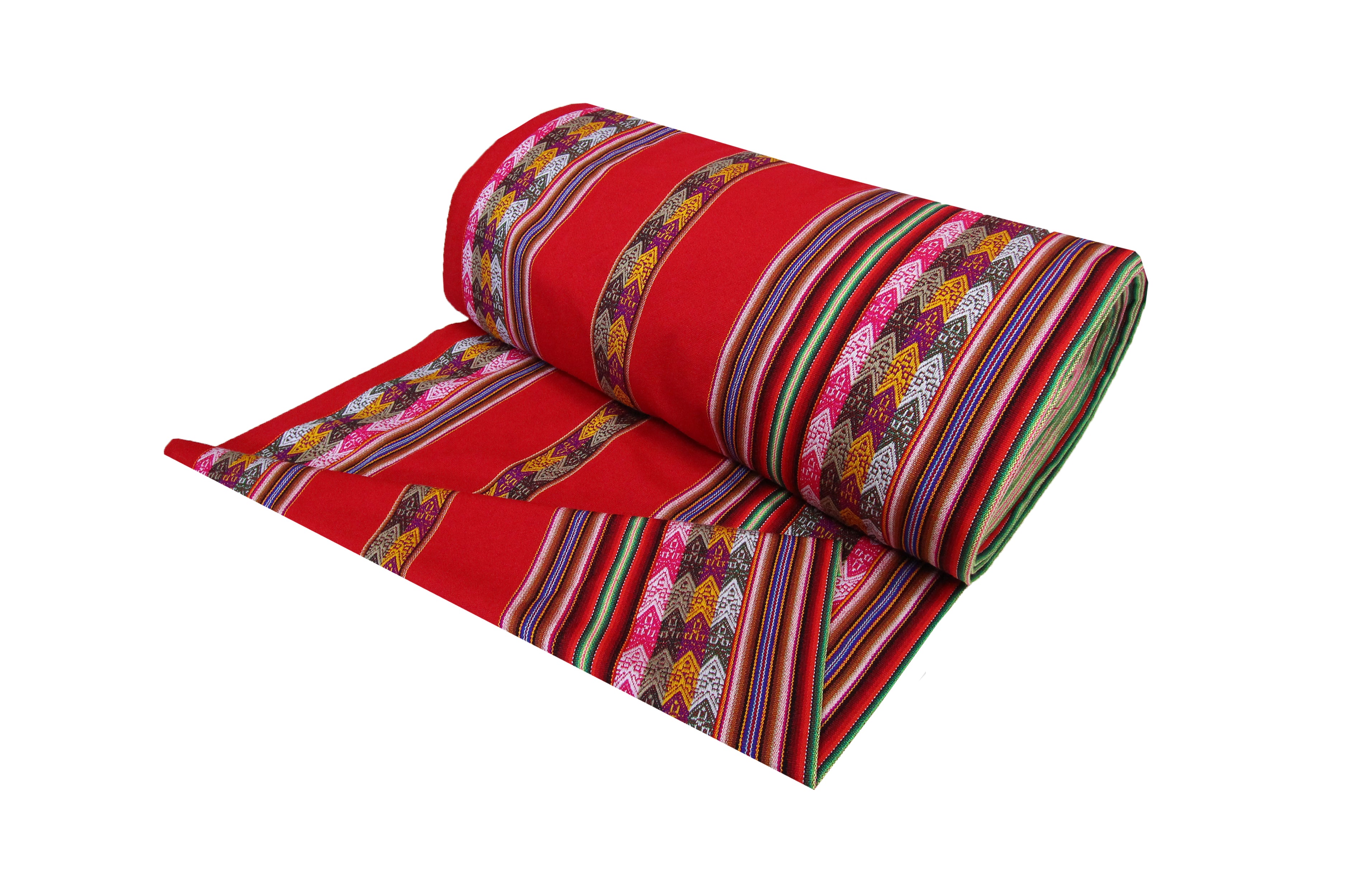 Machas Stoff Ethno bunt gestreift aus Peru, webstoff Meterware zum Nähen, DIY Fabric, 50 cm, Rot