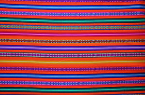 Jaujino Stoff Ethno bunt gestreift aus Peru, webstoff Meterware zum Nähen, DIY Fabric, 50 cm, Neon Orange