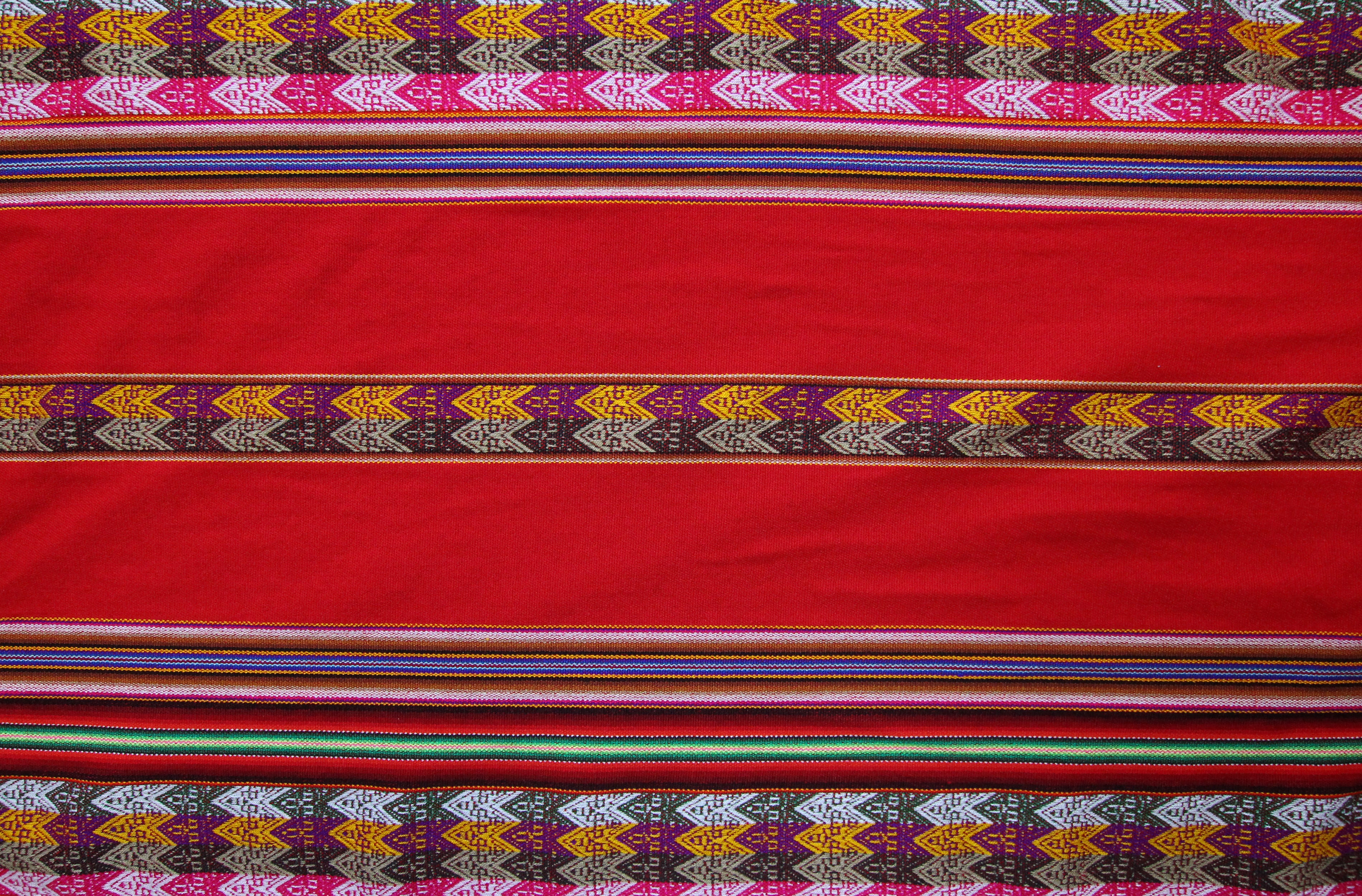 Machas Stoff Ethno bunt gestreift aus Peru, webstoff Meterware zum Nähen, DIY Fabric, 50 cm, Rot