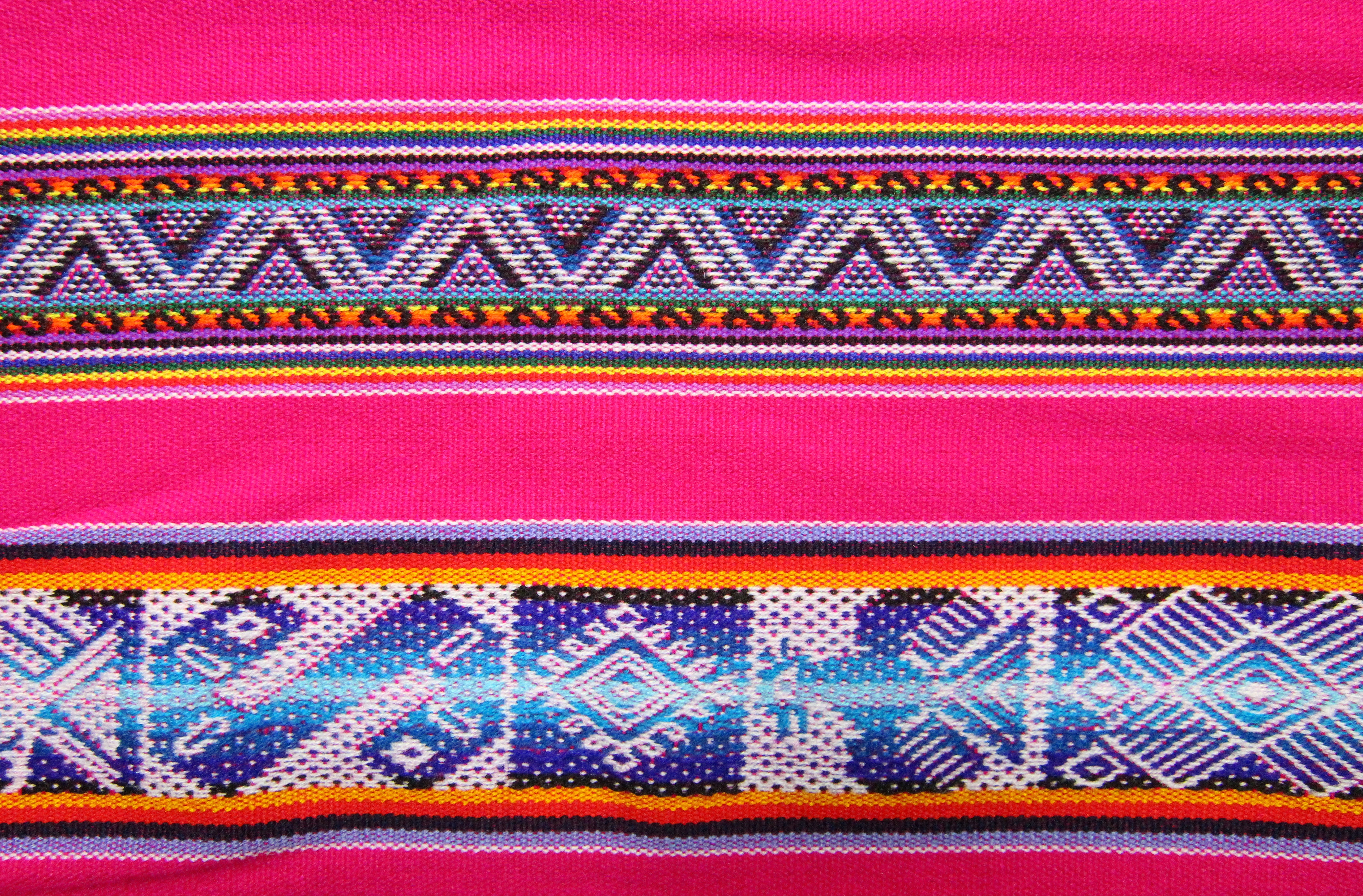 Chinchero Stoff Ethno bunt gestreift aus Peru, webstoff Meterware zum Nähen, DIY Fabric, 50 cm, Magenta