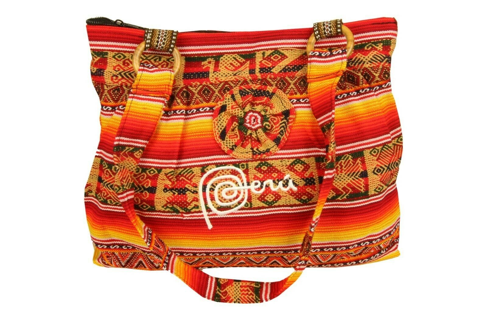 Handtasche Aus Peru, Farbe Gelb Orange gestreift