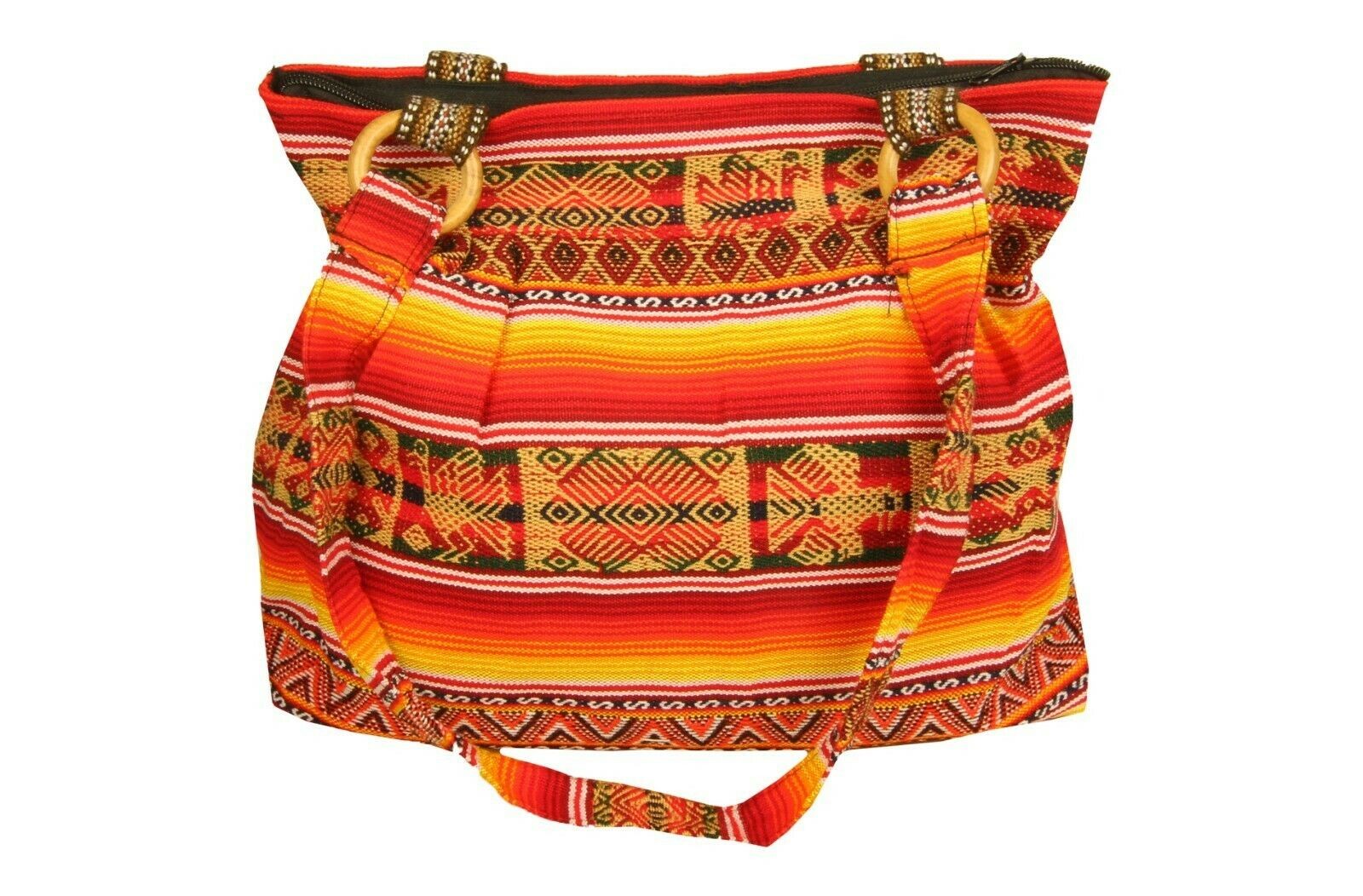 Handtasche Aus Peru, Farbe Gelb Orange gestreift