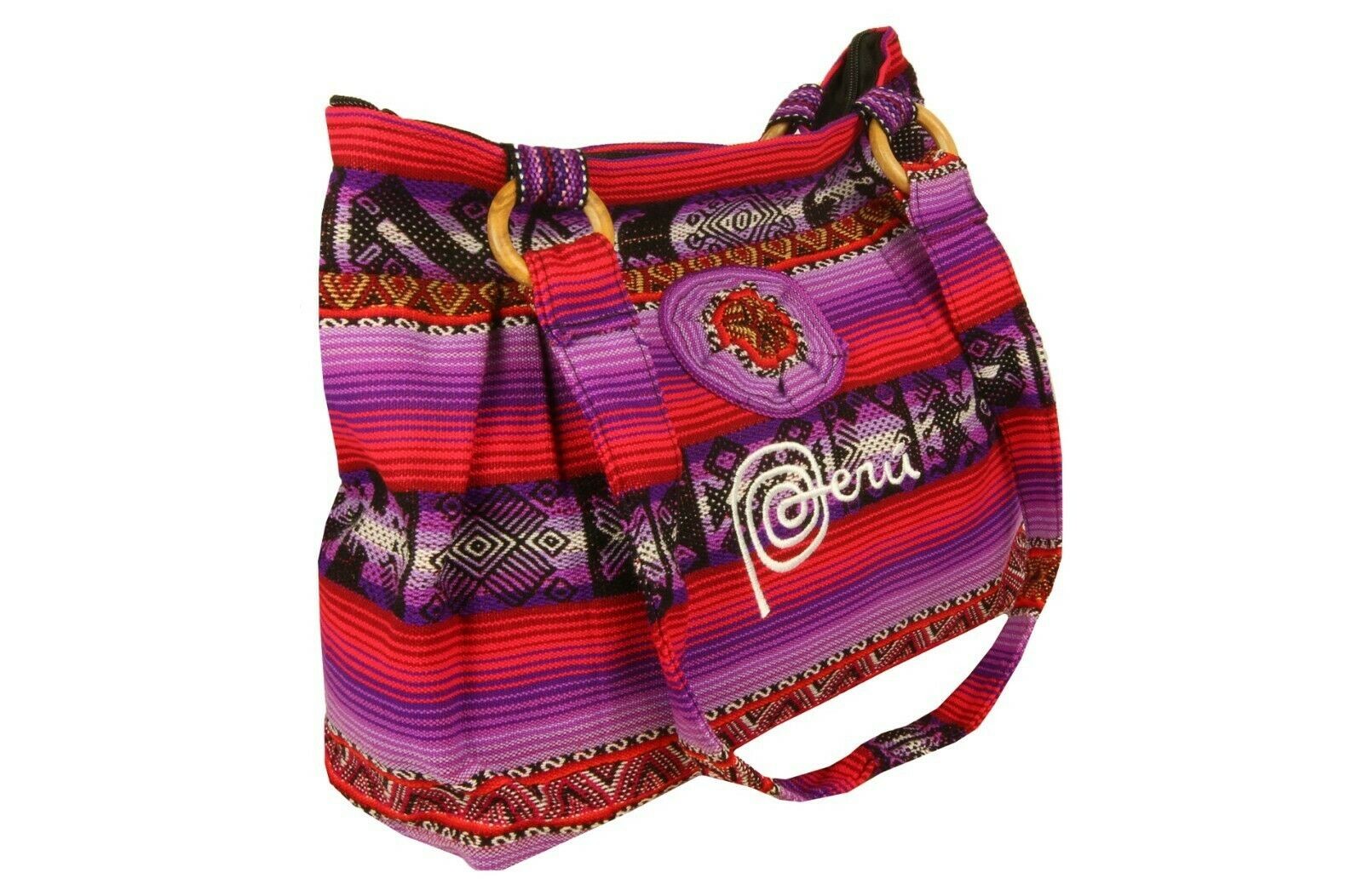 Handtasche Aus Peru, Farbe Lila Rot