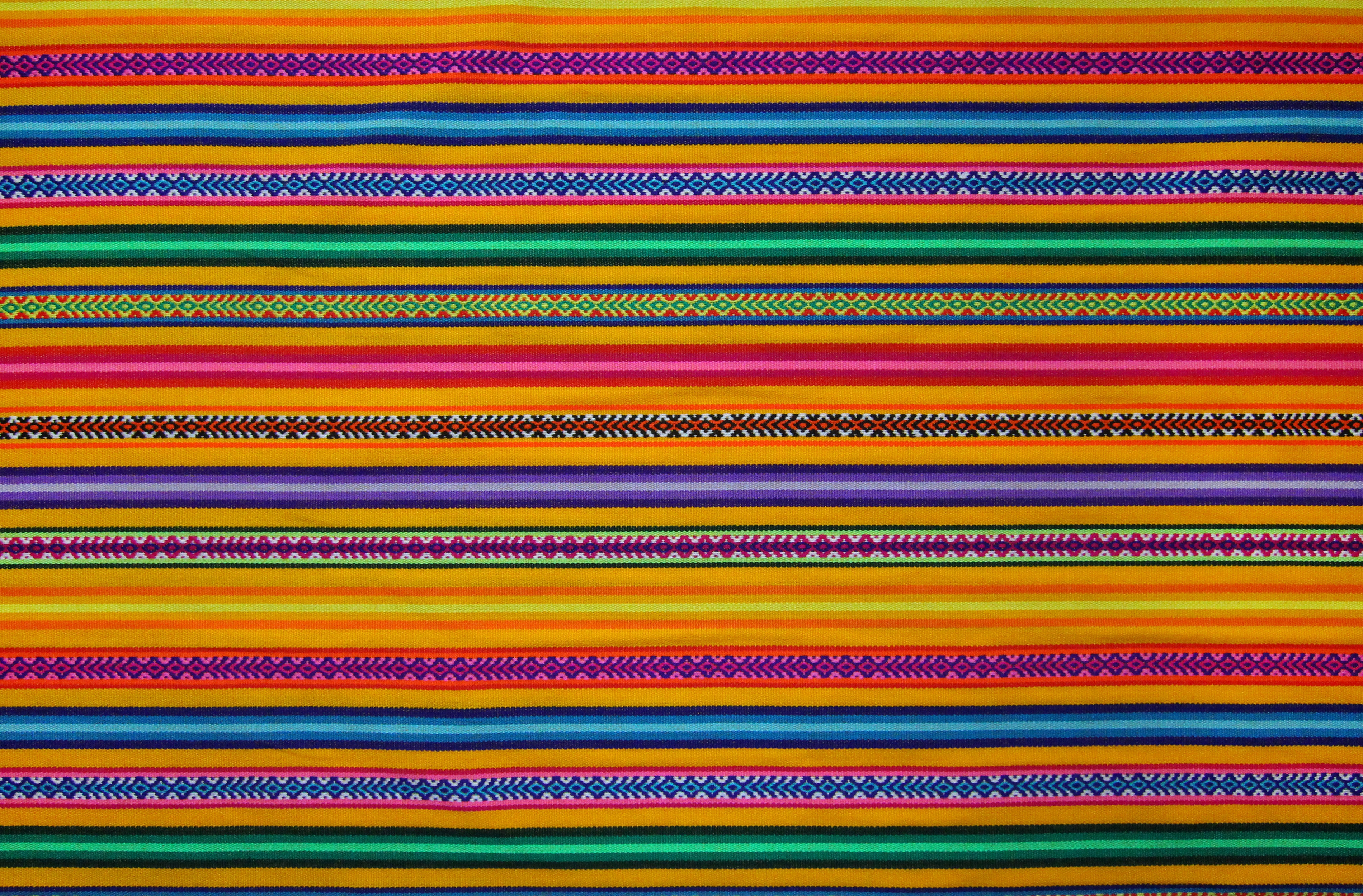 Jaujino Stoff Ethno bunt gestreift aus Peru, webstoff Meterware zum Nähen, DIY Fabric, 50 cm, Gelb