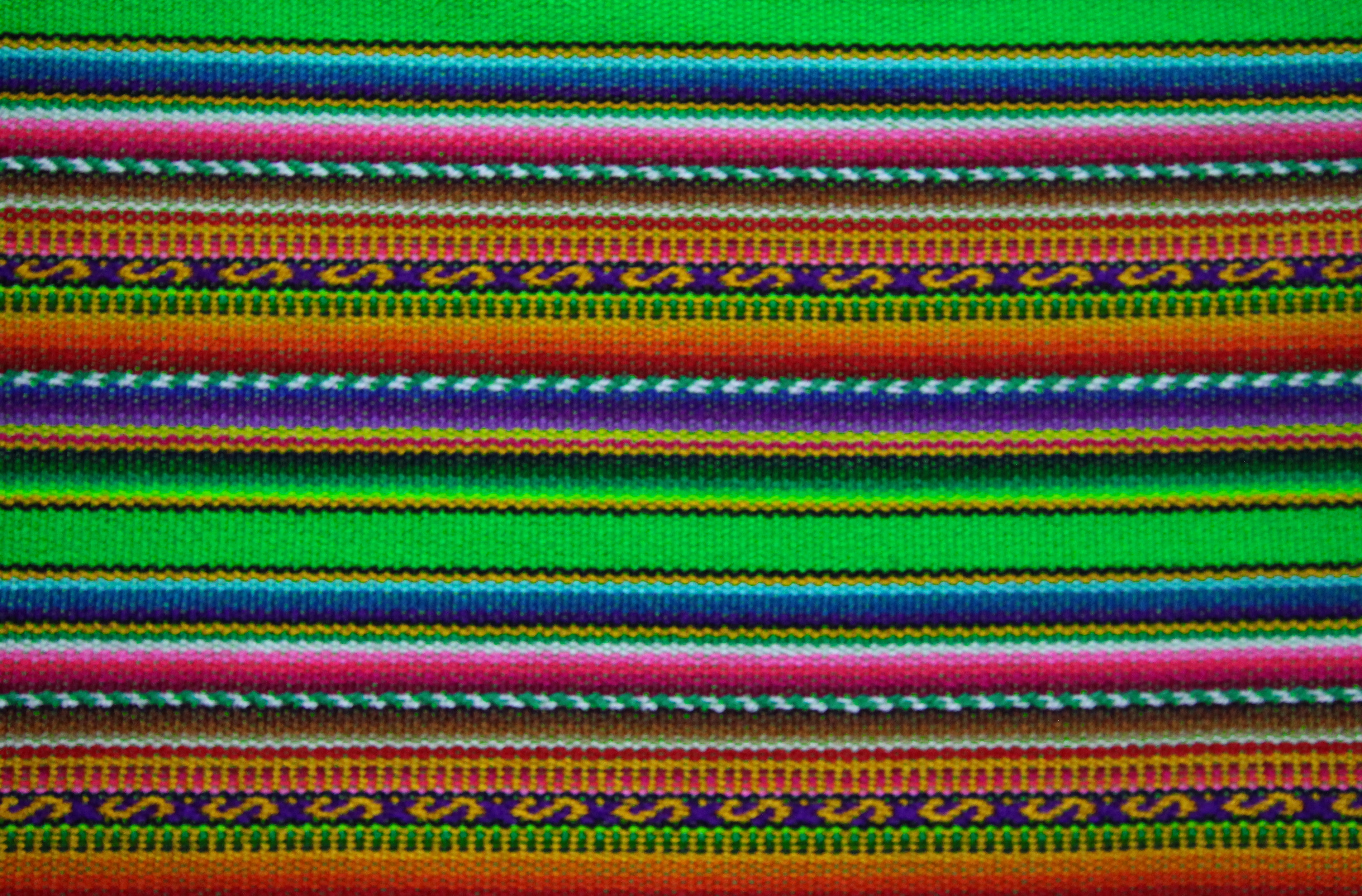 Kilya Stoff Ethno bunt gestreift aus Peru, webstoff Meterware zum Nähen, DIY Fabric, 50 cm, Grün